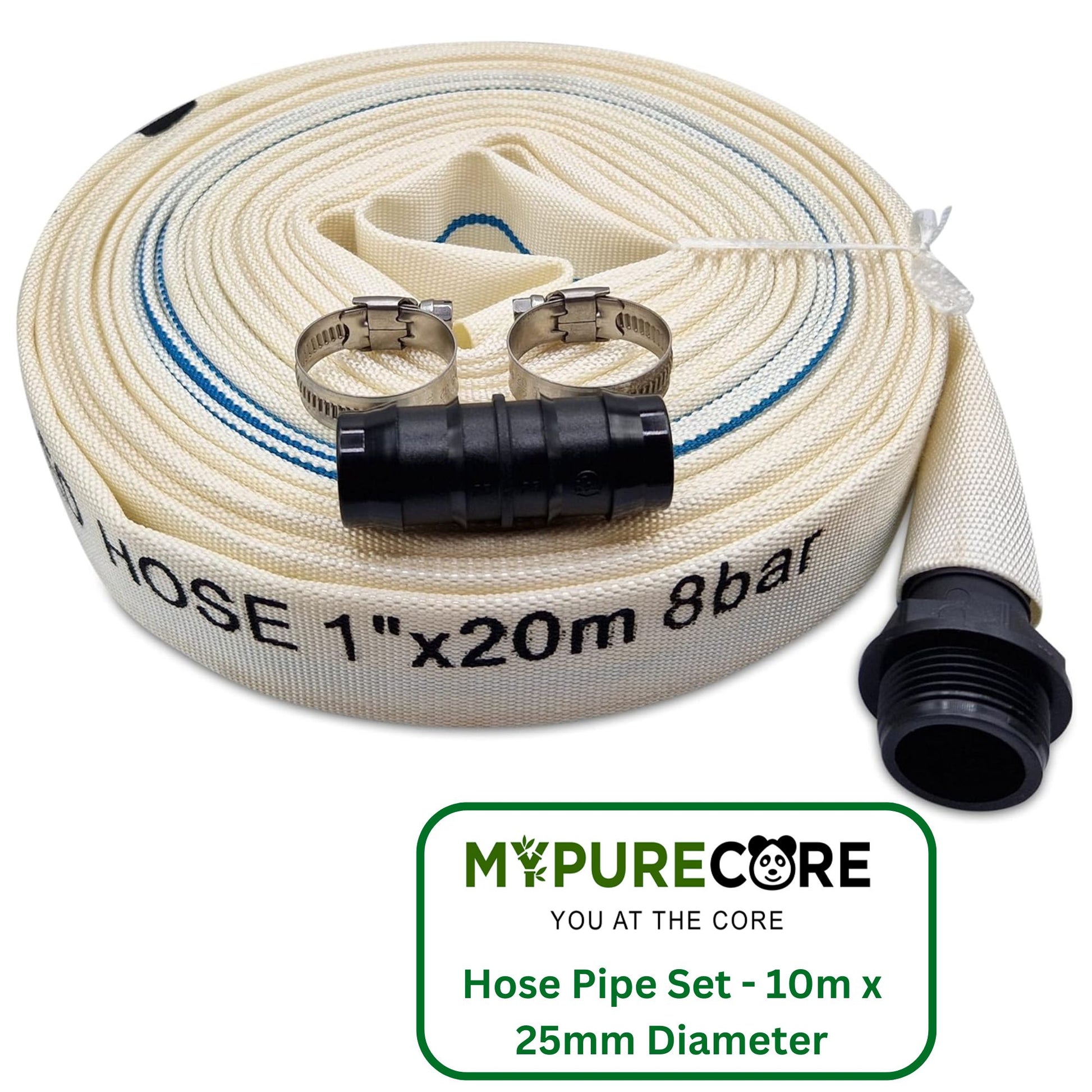 Ultimate Heavy Duty Discharge Hose Pipe Set - 25mm Diameter, Complete with 2 Clips, Joiner Coupler, and Pond Connector