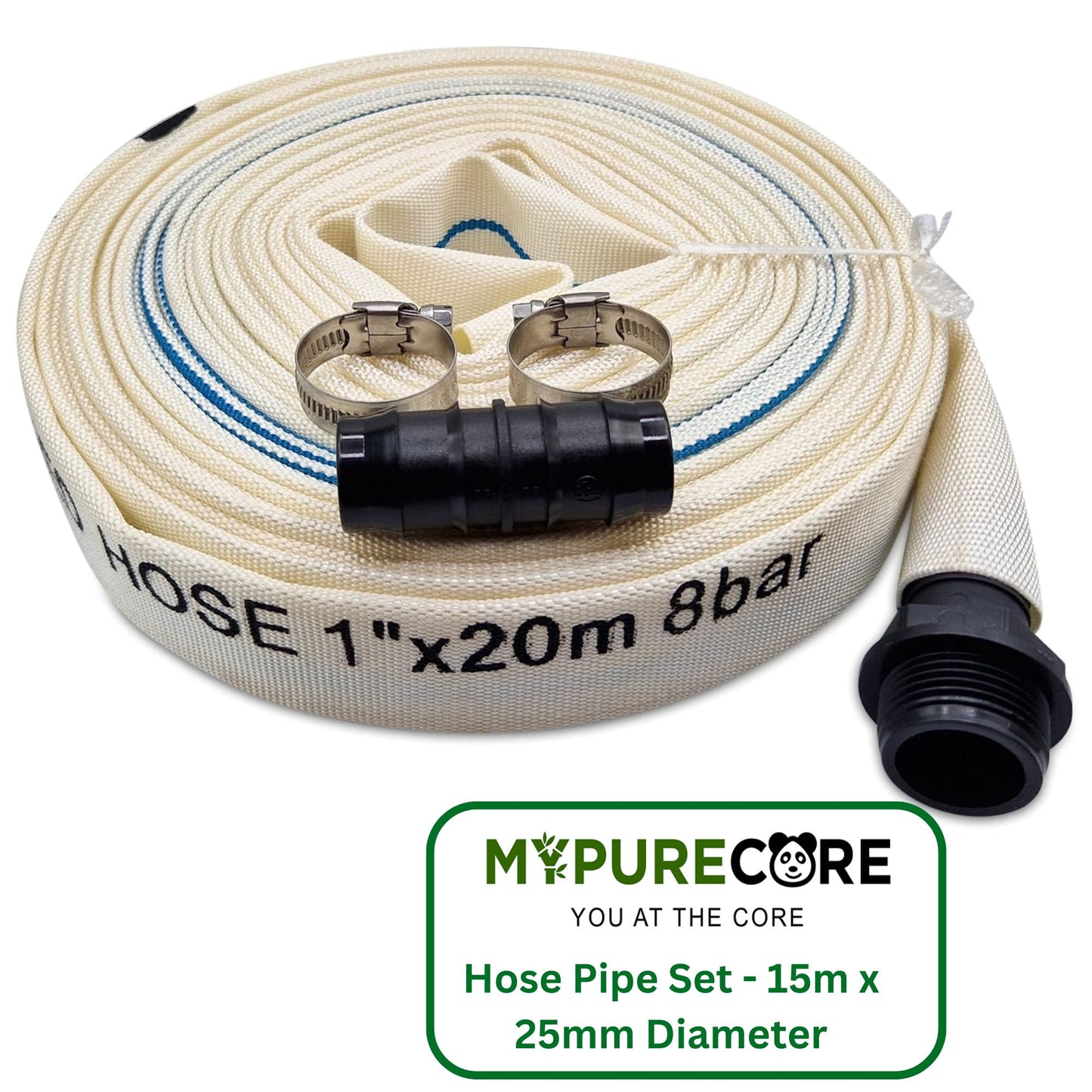 Ultimate Heavy Duty Discharge Hose Pipe Set - 25mm Diameter, Complete with 2 Clips, Joiner Coupler, and Pond Connector
