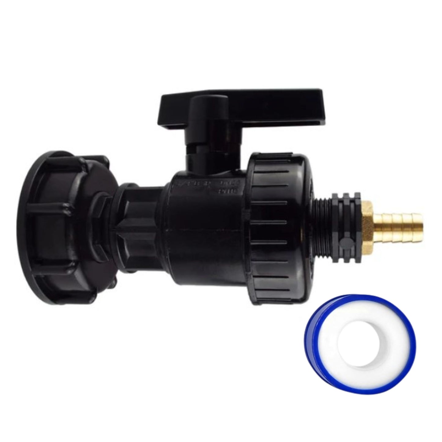 IBC S60x6 Threaded Adapter Cap + Full Flow Valve + Outlet Options + PTFE Tape
