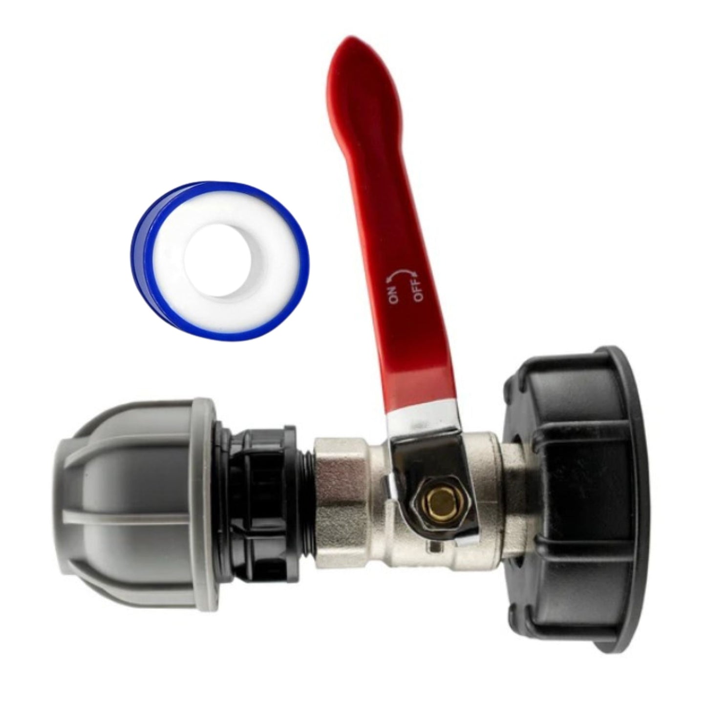 IBC S60x6 Threaded Adapter Cap + Full Flow Valve + Outlet Options + PTFE Tape