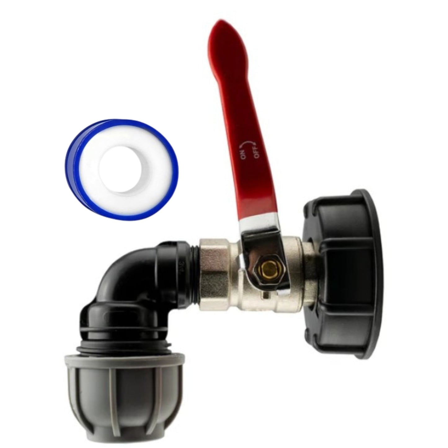 IBC S60x6 Threaded Adapter Cap + Full Flow Valve + Outlet Options + PTFE Tape