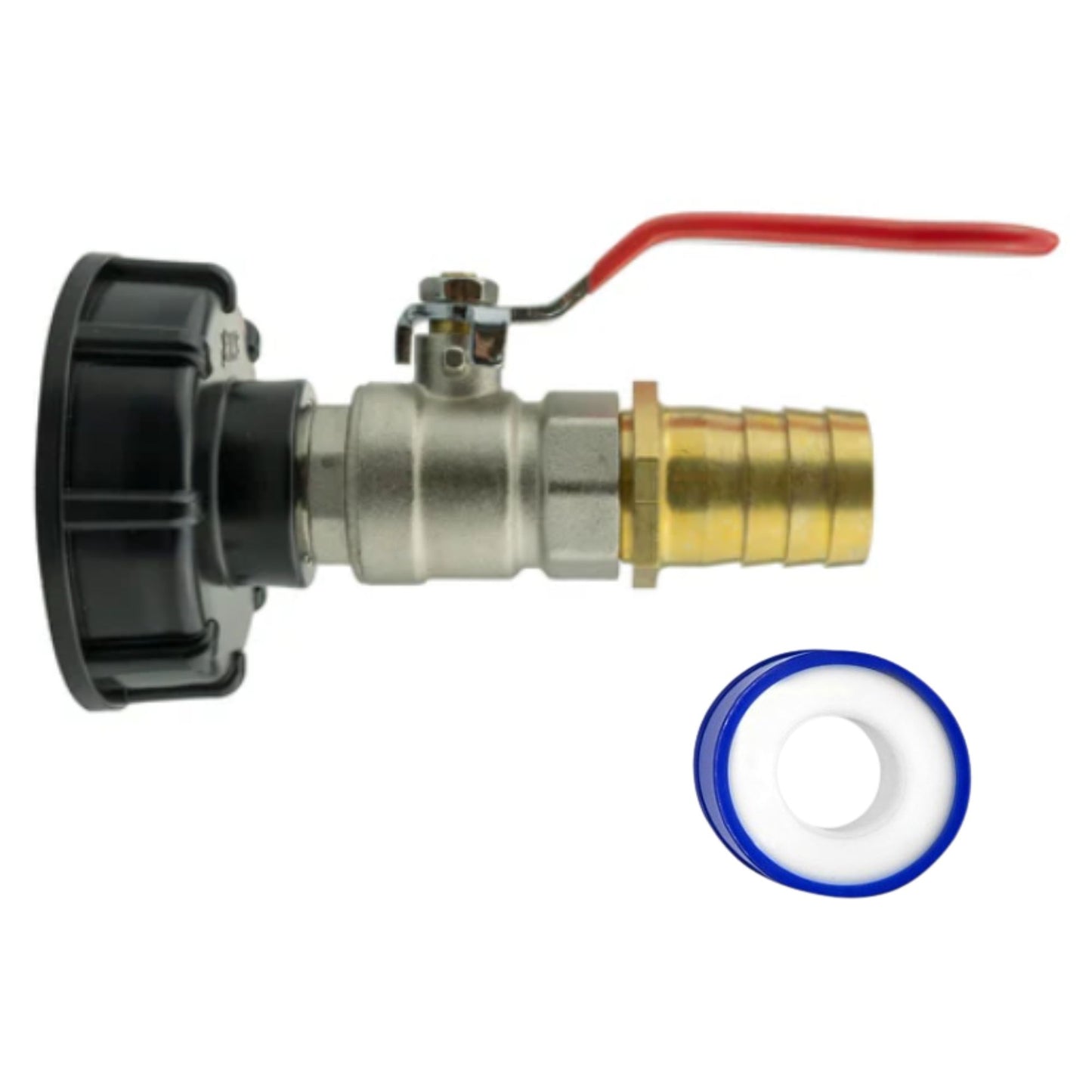 IBC S60x6 Threaded Adapter Cap + Full Flow Valve + Outlet Options + PTFE Tape
