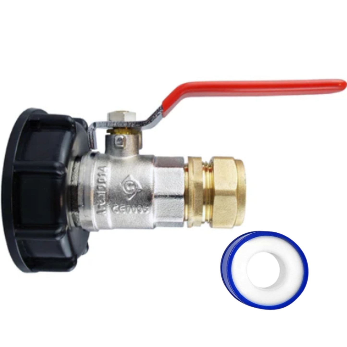 IBC S60x6 Threaded Adapter Cap + Full Flow Valve + Outlet Options + PTFE Tape