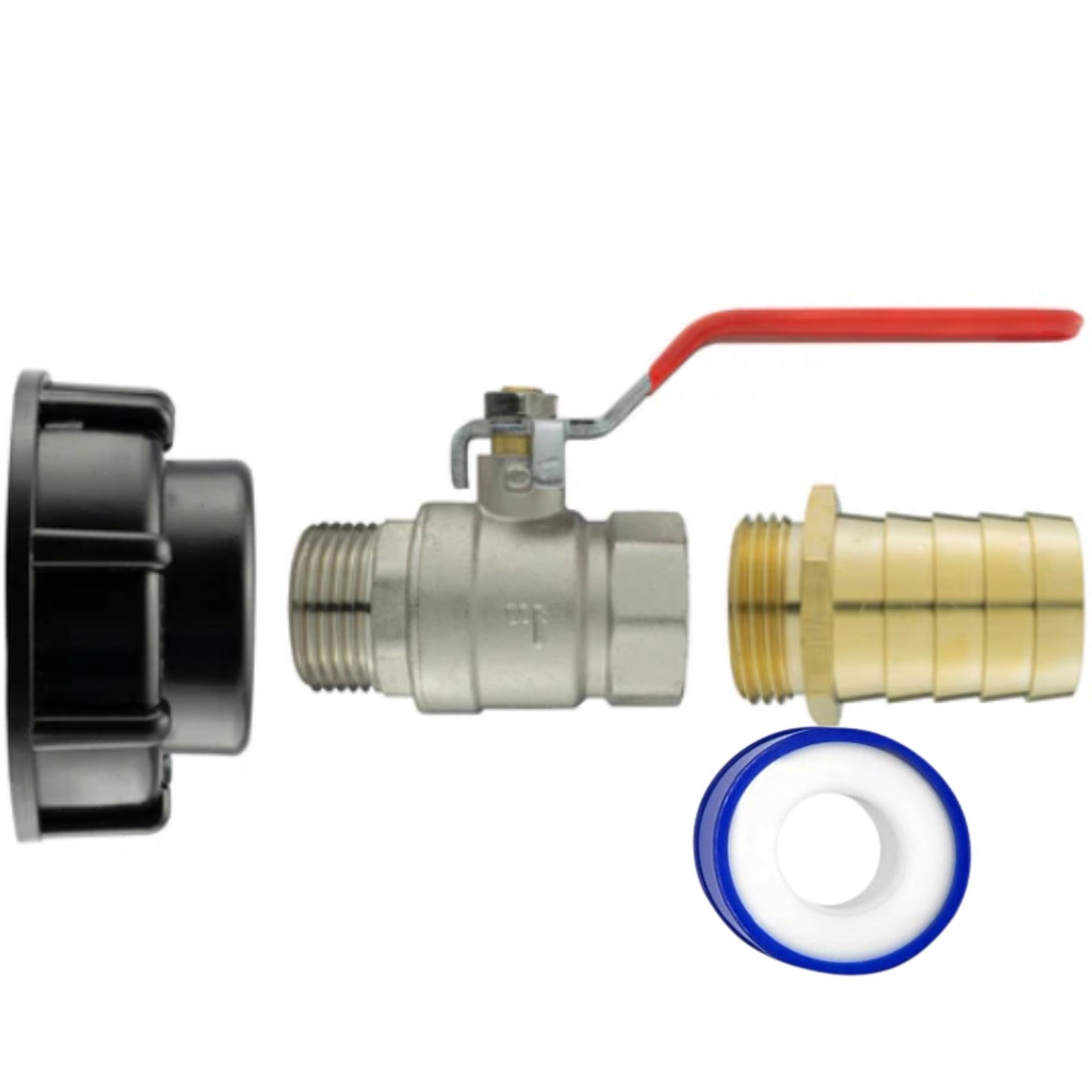 IBC S60x6 Threaded Adapter Cap + Full Flow Valve + Outlet Options + PTFE Tape