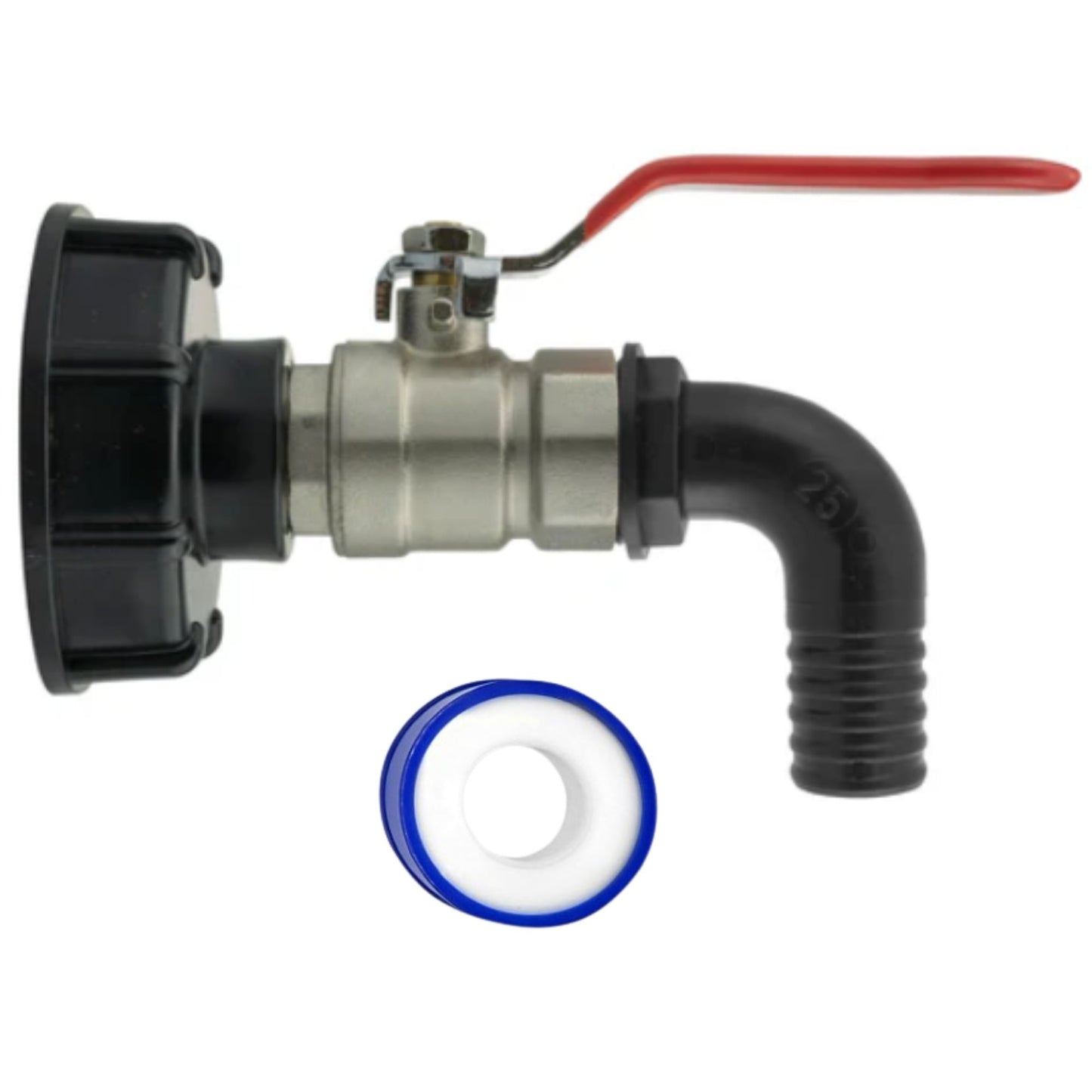 IBC S60x6 Threaded Adapter Cap + Full Flow Valve + Outlet Options + PTFE Tape