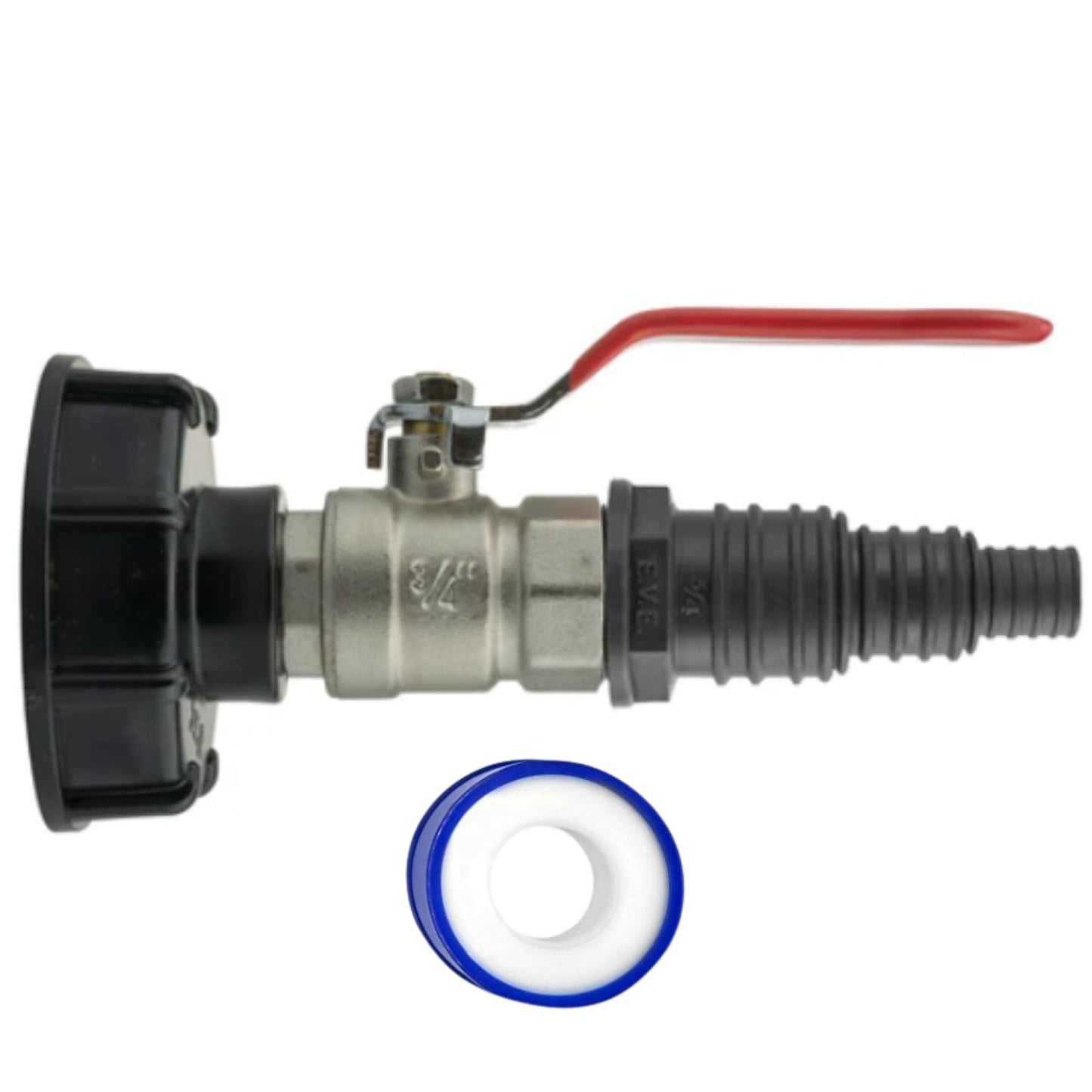 IBC S60x6 Threaded Adapter Cap + Full Flow Valve + Outlet Options + PTFE Tape