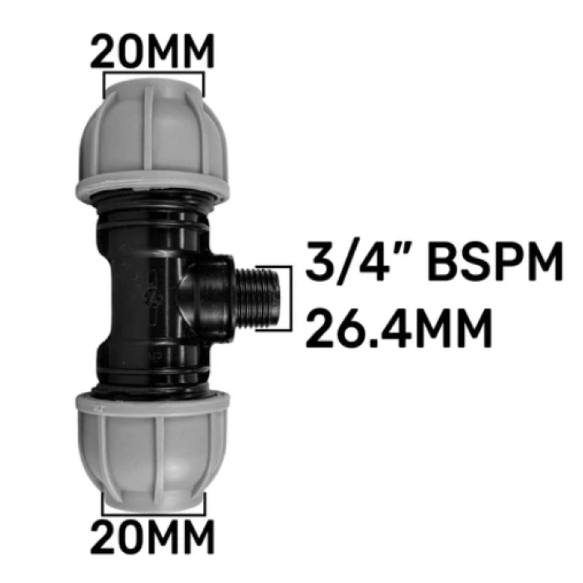 IBC 2” S60X6 Cap Kit with Lever Valve & 20mm MDPE Tee - and PTFE Tape – Durable Leak-Proof Plumbing Solution