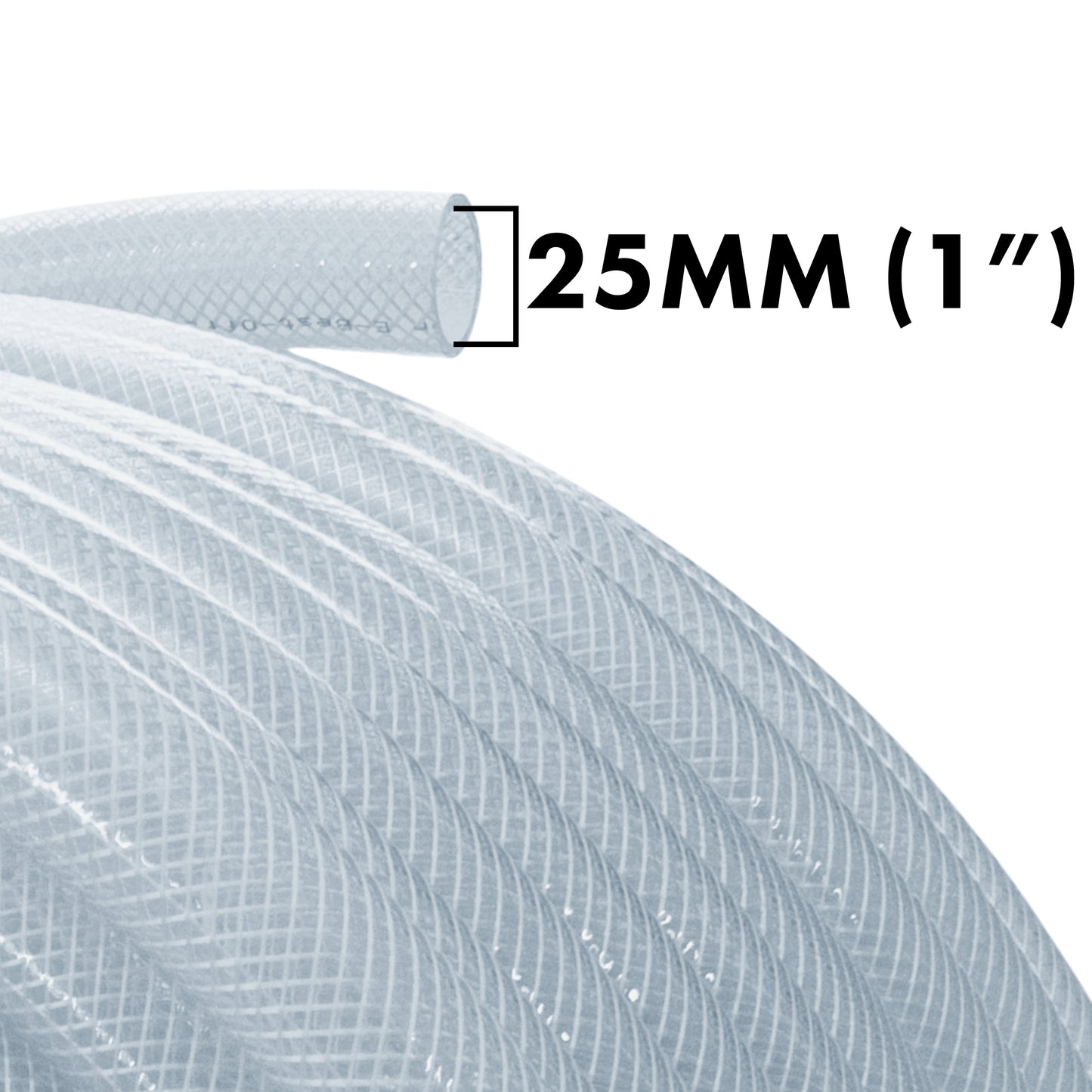25mm Clear Braided PVC Hose Pipe - Food Grade, High Pressure, -20°C to +60°C