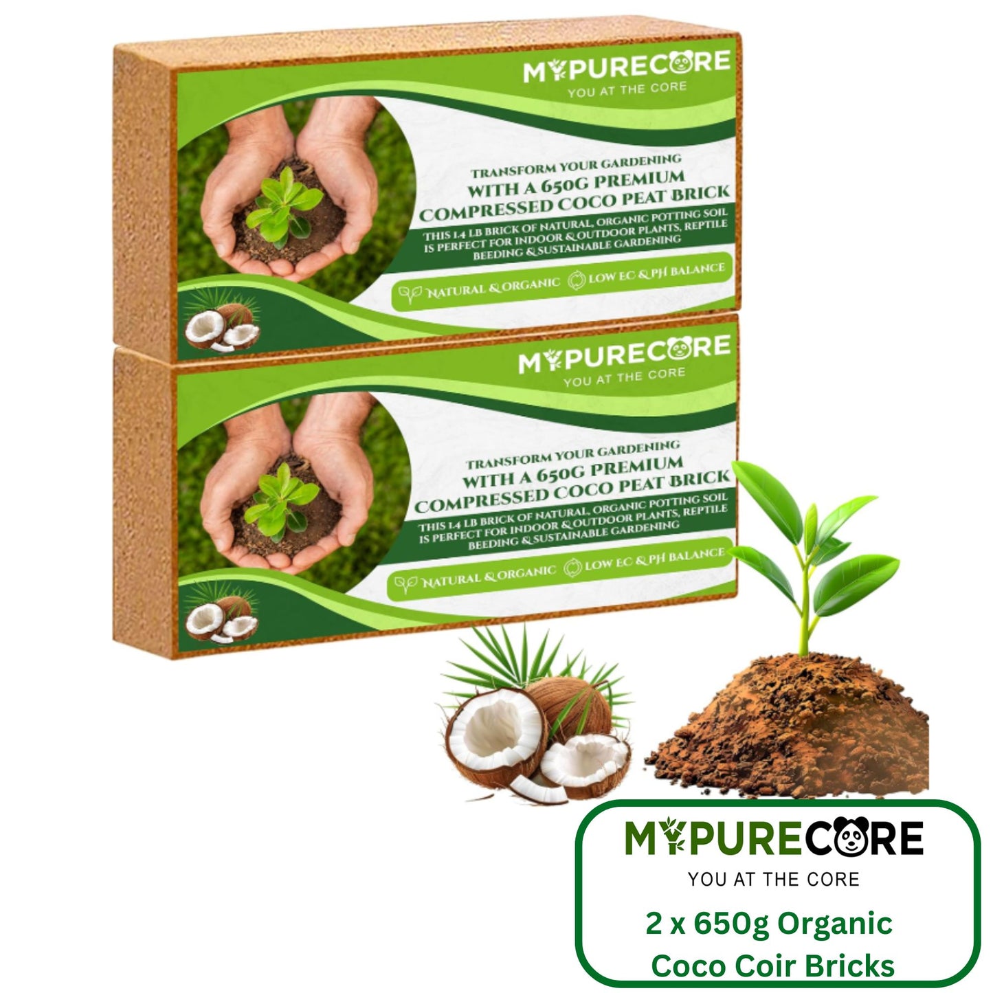 650g Organic Coco Coir Bricks Natural Coconut Fiber for Indoor & Outdoor Plants