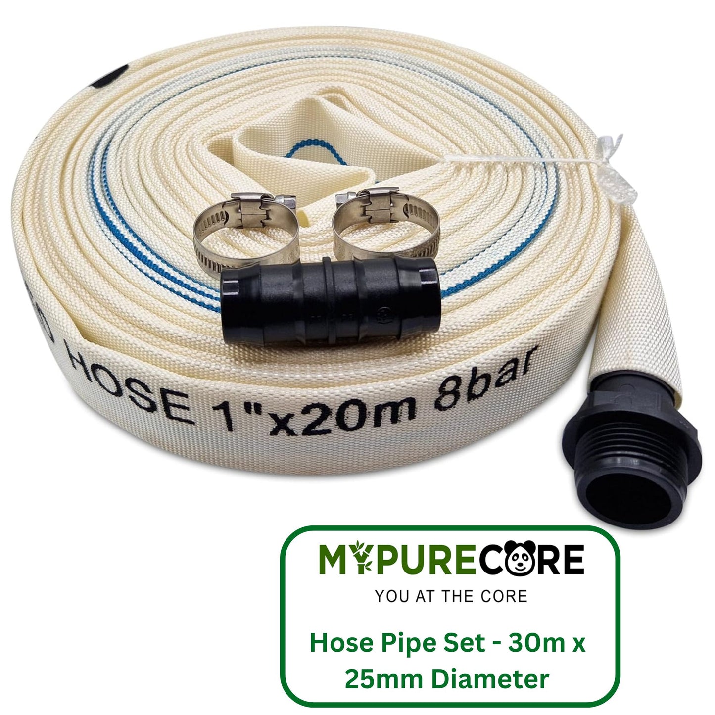 Ultimate Heavy Duty Discharge Hose Pipe Set - 25mm Diameter, Complete with 2 Clips, Joiner Coupler, and Pond Connector