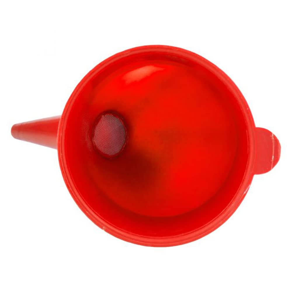 Red Angled Fuel Funnel – With fine mesh filter for easy refilling – Antistatic Lightweight Funnel – Practical and Versatile – Angled design that holds itself.