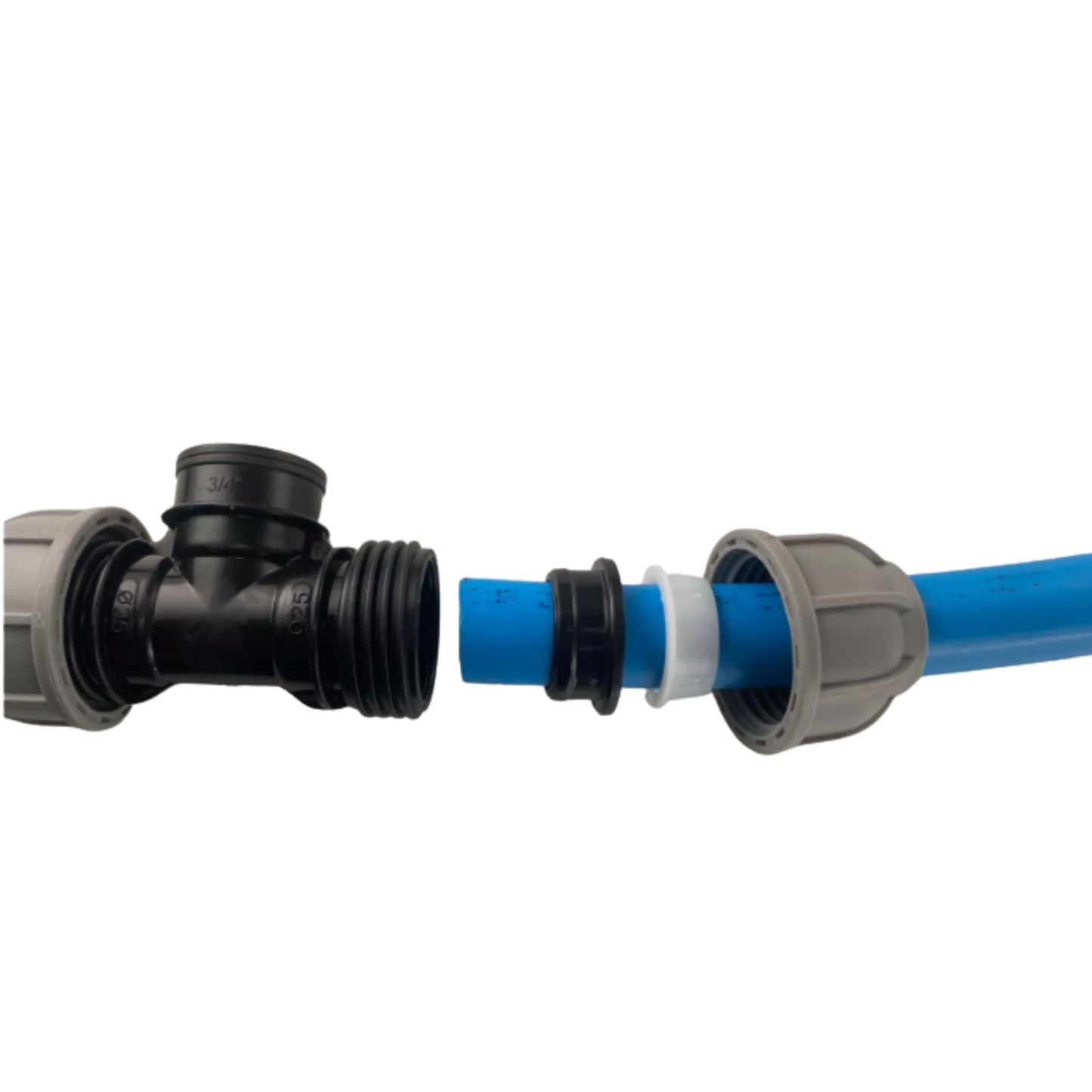 MDPE Tee with Brass Bib Tap – Fits 20mm, 25mm, 32mm Pipe – Click or Barbed Hose Outlet