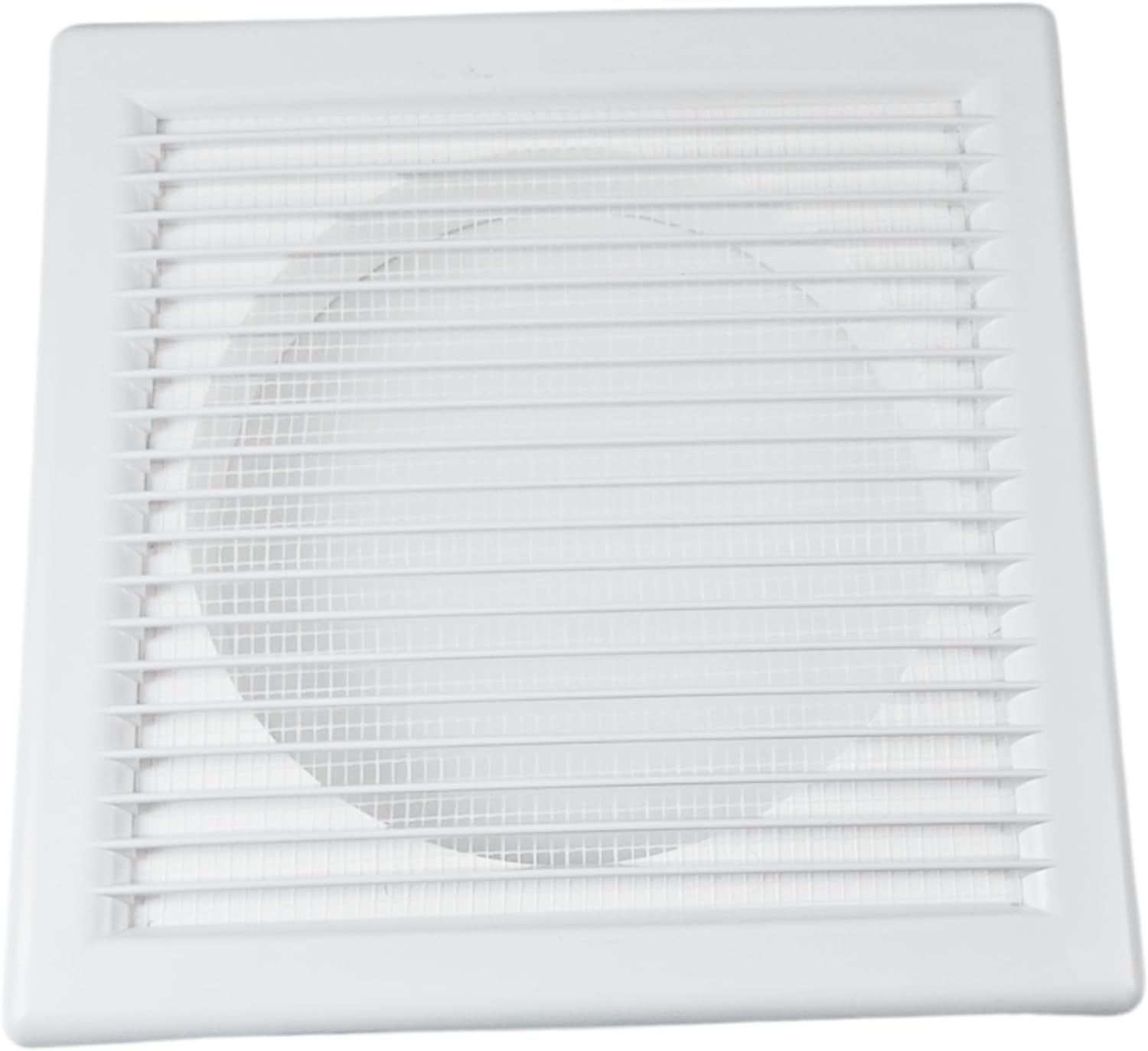 Square White Ventilation Grille with Flyscreen - Round Ø 100mm – 4 inch Rear Spigot