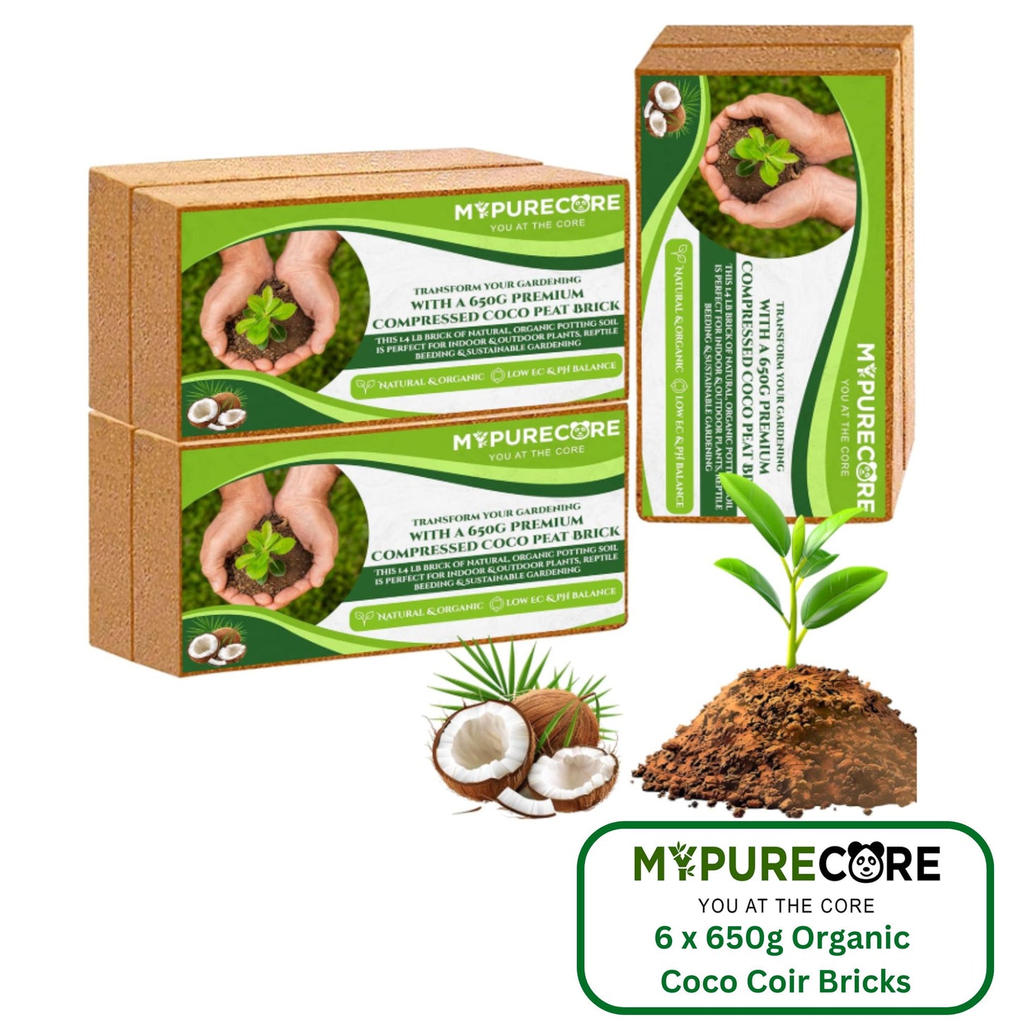 650g Organic Coco Coir Bricks Natural Coconut Fiber for Indoor & Outdoor Plants