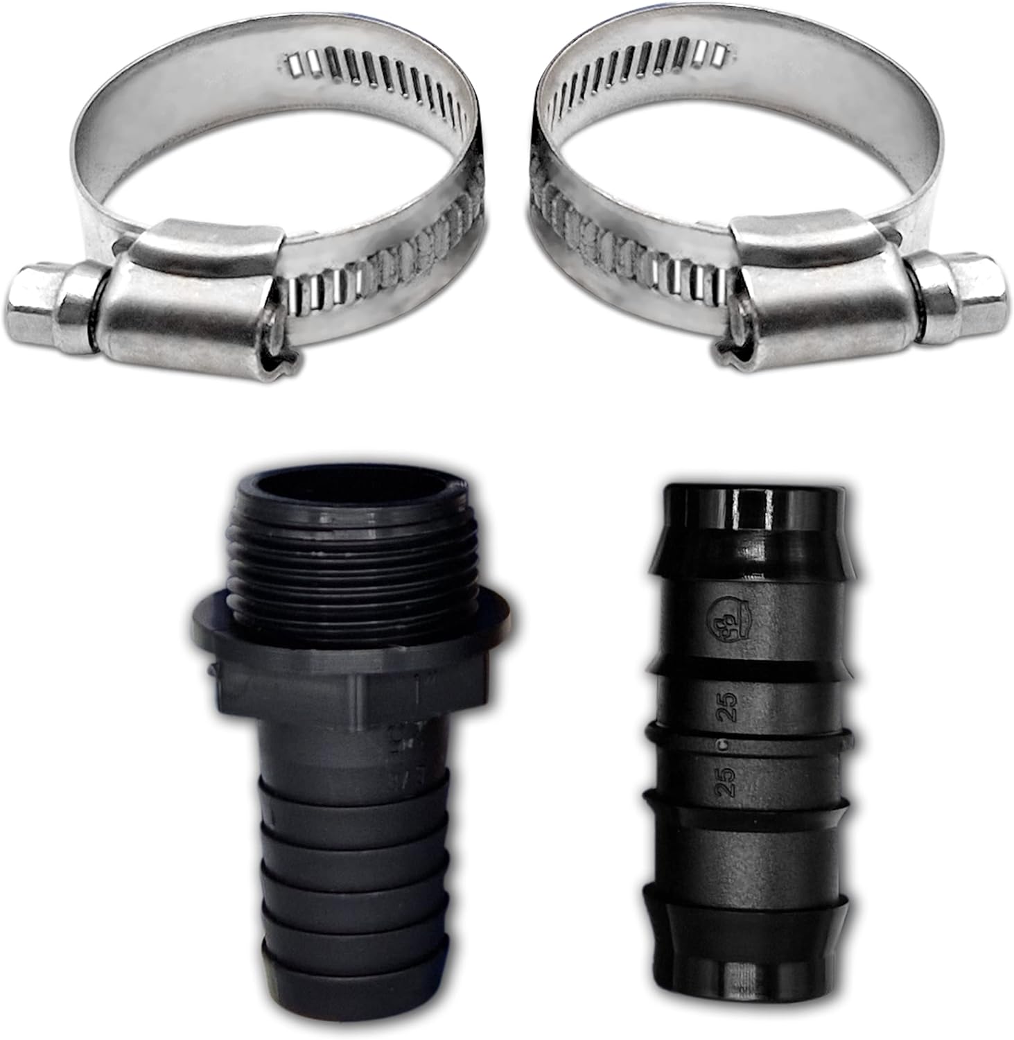 Ultimate Heavy Duty Discharge Hose Pipe Set - 25mm Diameter, Complete with 2 Clips, Joiner Coupler, and Pond Connector