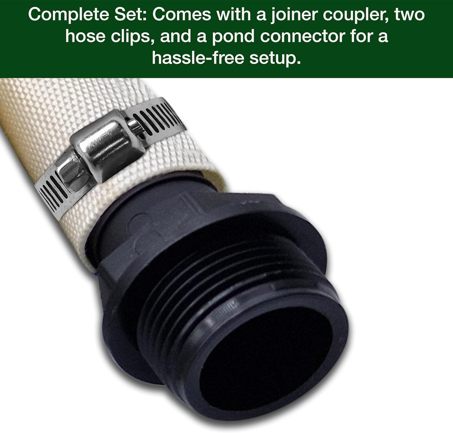 Ultimate Heavy Duty Discharge Hose Pipe Set - 25mm Diameter, Complete with 2 Clips, Joiner Coupler, and Pond Connector