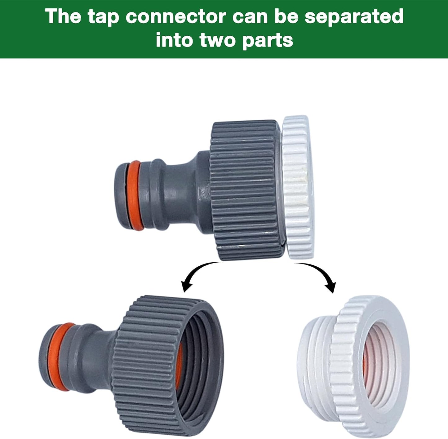 Ultimate Hose Fitting Set - 2in1 Tap Connector & Threaded Faucet Adapter 3/4" or 1/2" BSP with Premium Hose End Connectors 1/2" or 5/8" - 2 Pack & Double Male Hose Connector