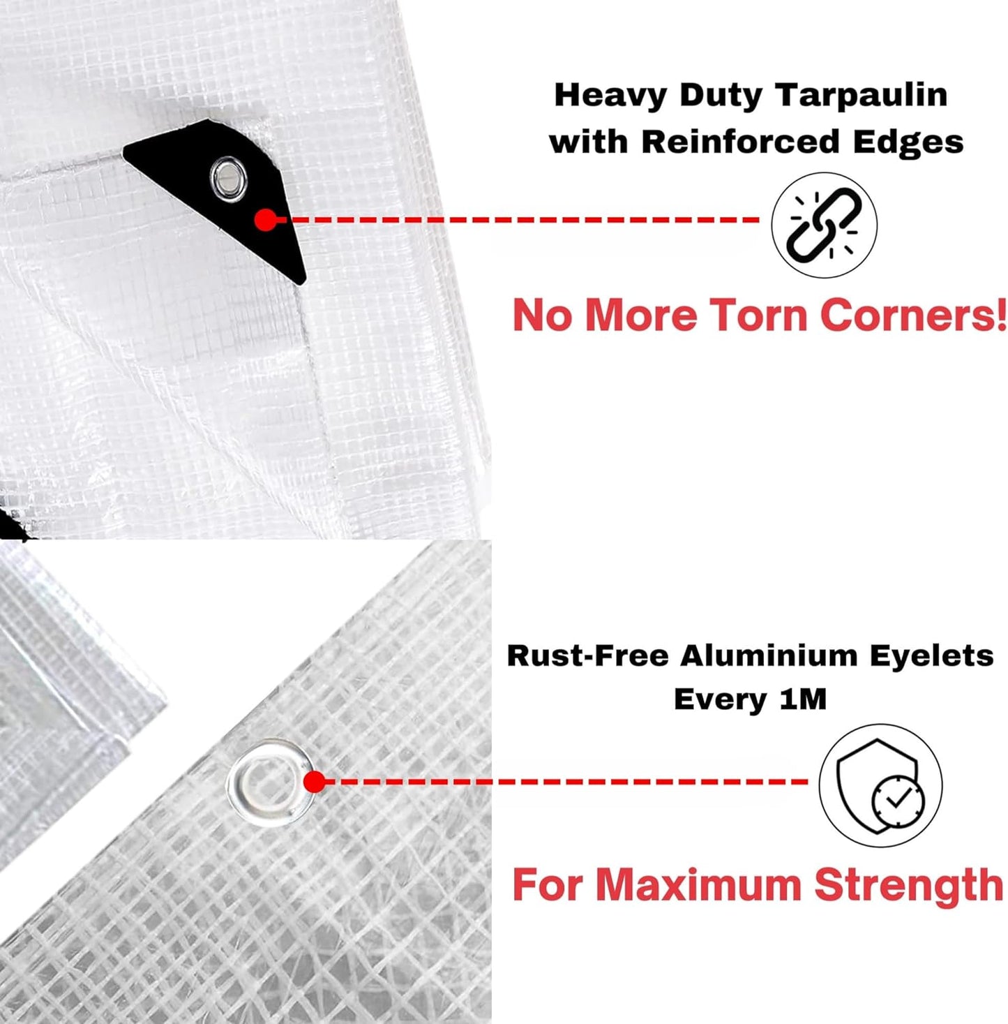 Clear Waterproof Tarpaulin – Heavy Duty 100GSM Multi-Purpose Tarp – Ideal for Caravan, Garden, Car and Outdoor Protection – UV, Dust, Rain, Snow Resistant – Transparent Cover