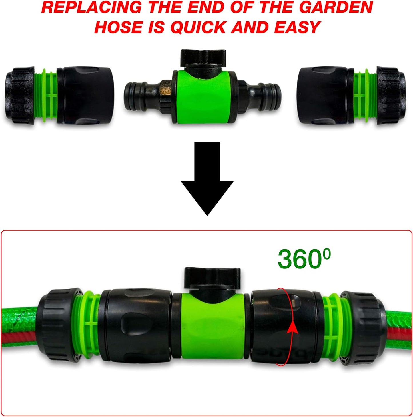 in-Line Valve Kit Hose Connector Pack of 2 – Hozelock Compatible Connector for Gardening, Watering, Irrigation – Garden Hose Pipe Shut Off Valve
