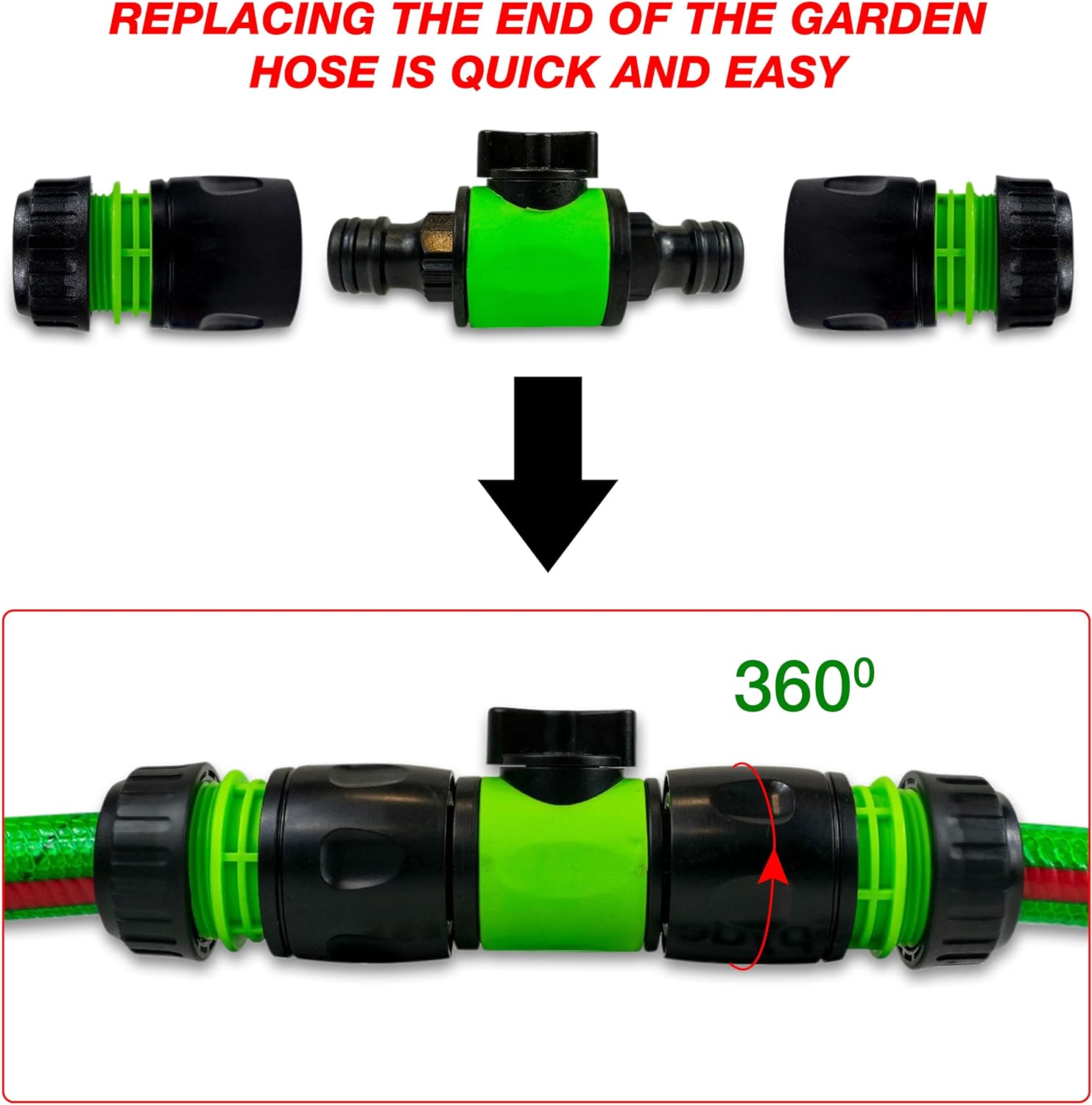 in-Line Valve Kit Hose Connector Pack of 2 – Hozelock Compatible Connector for Gardening, Watering, Irrigation – Garden Hose Pipe Shut Off Valve