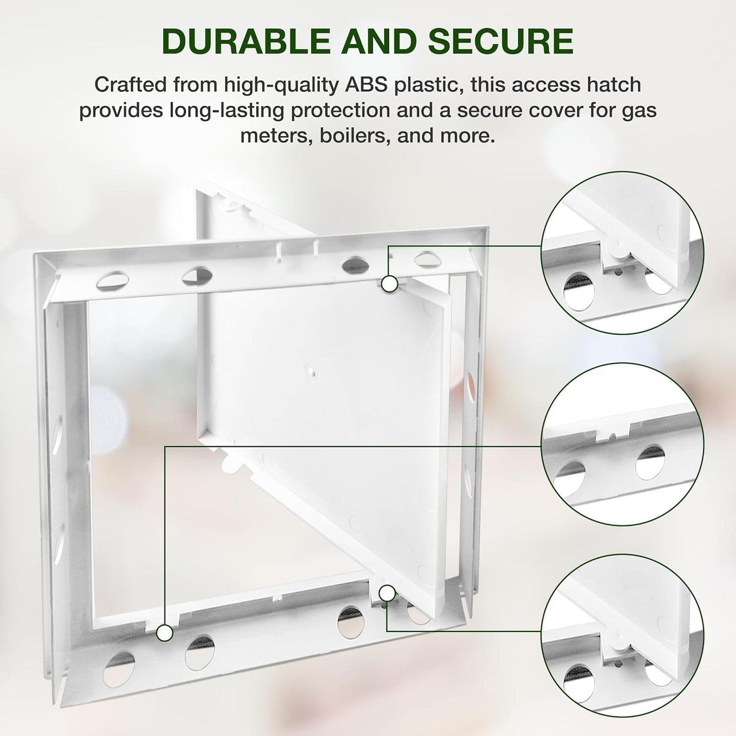 Versatile ABS Plastic Inspection Hatch 300 x 300mm (12x12”) - Access Panel for Plasterboard, UPVC Doors, and Loft