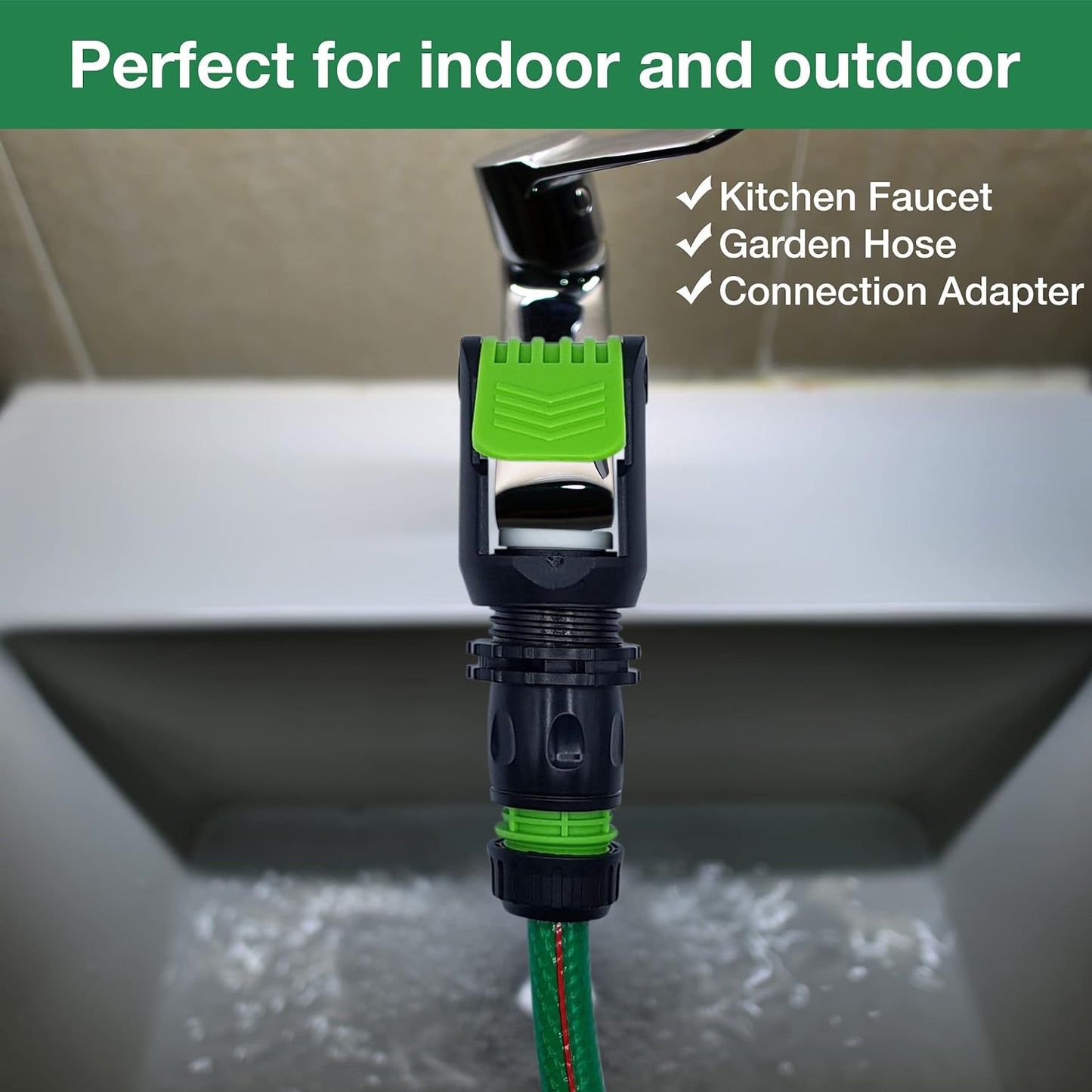 Universal Tap Connector Adapter Mixer Indoor and Outdoor | Adjustable and Click-Lock | Includes Bonus Female Connector for 1/2" or 5/8" Hose