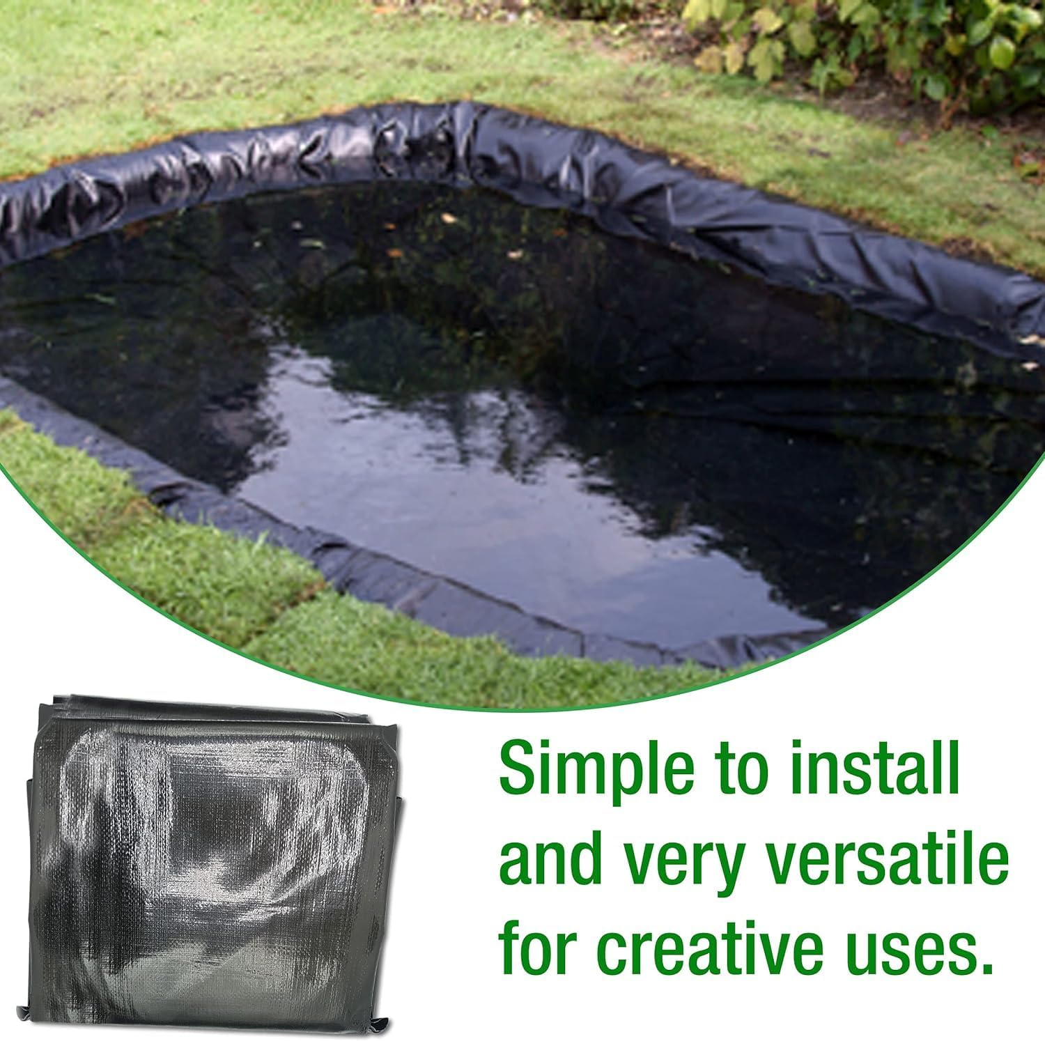 Pond Liner – Various Sizes – Heavy Duty HDPE Material - UV & Tear Resistant, Flexible for Koi & Fish Pools, Water Gardens - Ideal for Small to Large Ponds, Wildlife