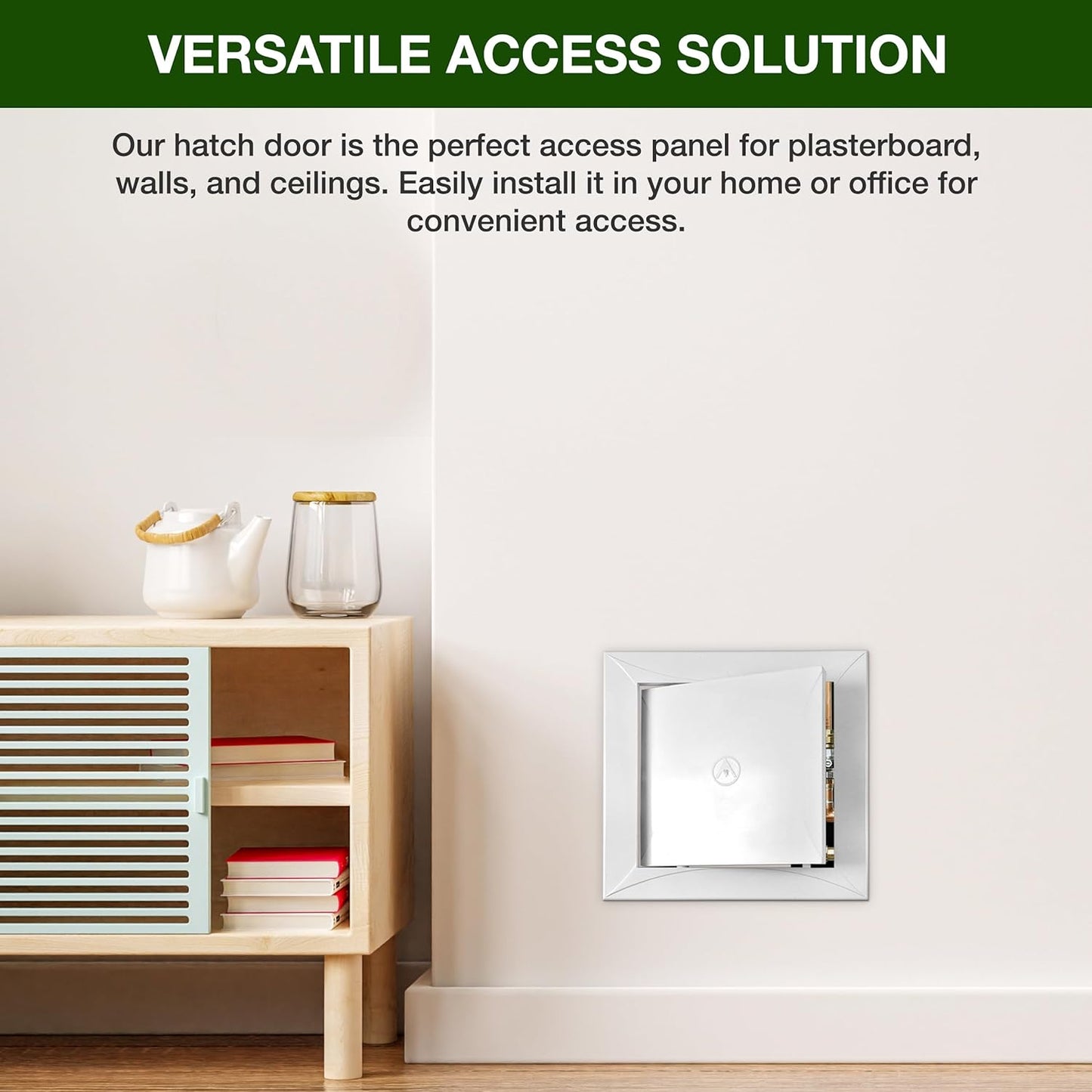 Versatile ABS Plastic Inspection Hatch 300 x 300mm (12x12”) - Access Panel for Plasterboard, UPVC Doors, and Loft