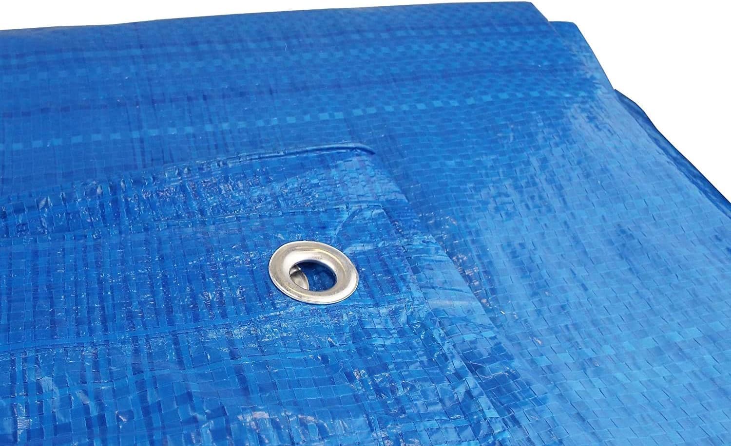 Large Blue Tarpaulin in Various Sizes - Durable, Water & UV Resistant Tarp Plastic Sheet for Outdoor, Camping, Tent Groundsheet & Garden - Ground Sheet for Versatile Use