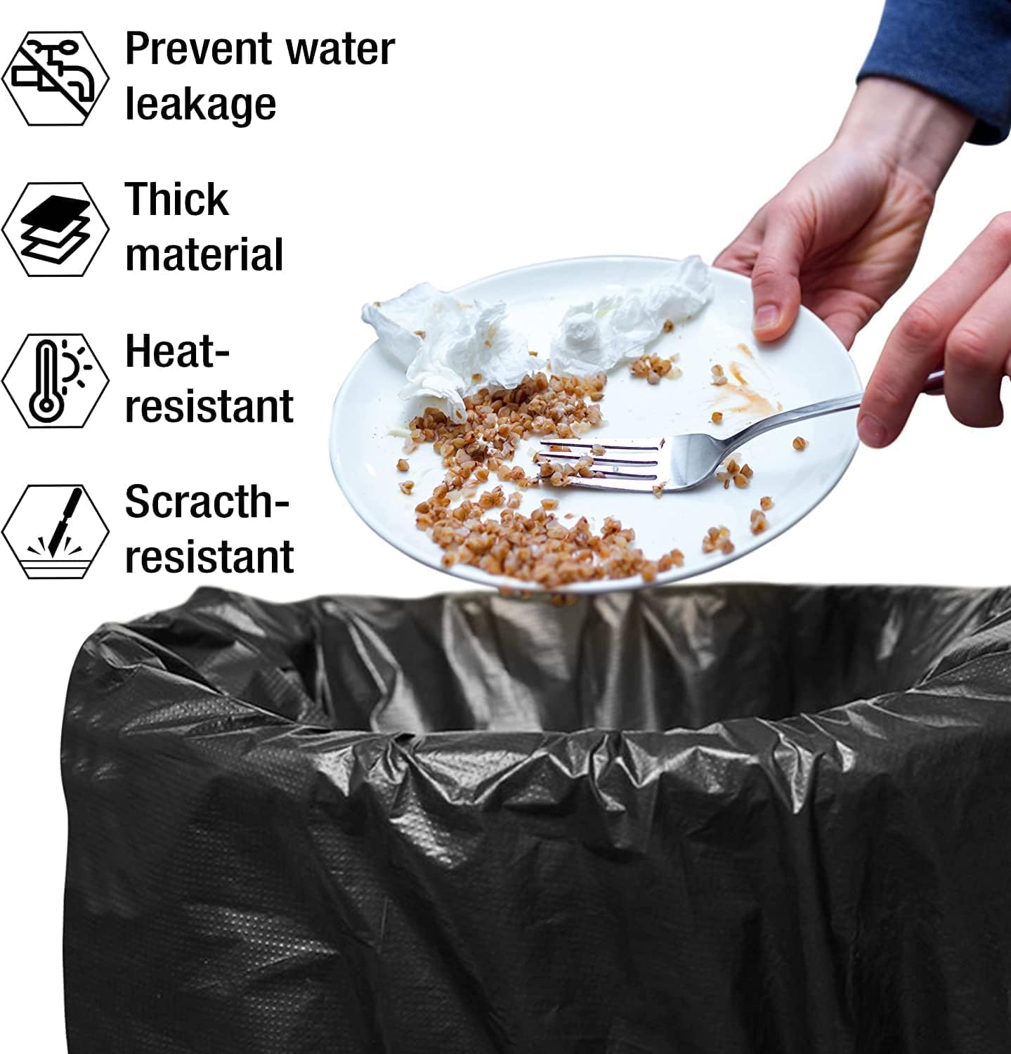 Black Bin Bags 120L - 25 Pack Heavy Duty Refuse Sacks, Strong and Durable for Home & Business, Large Capacity Heavy Duty Bin Liners, Black Rubbish Bags