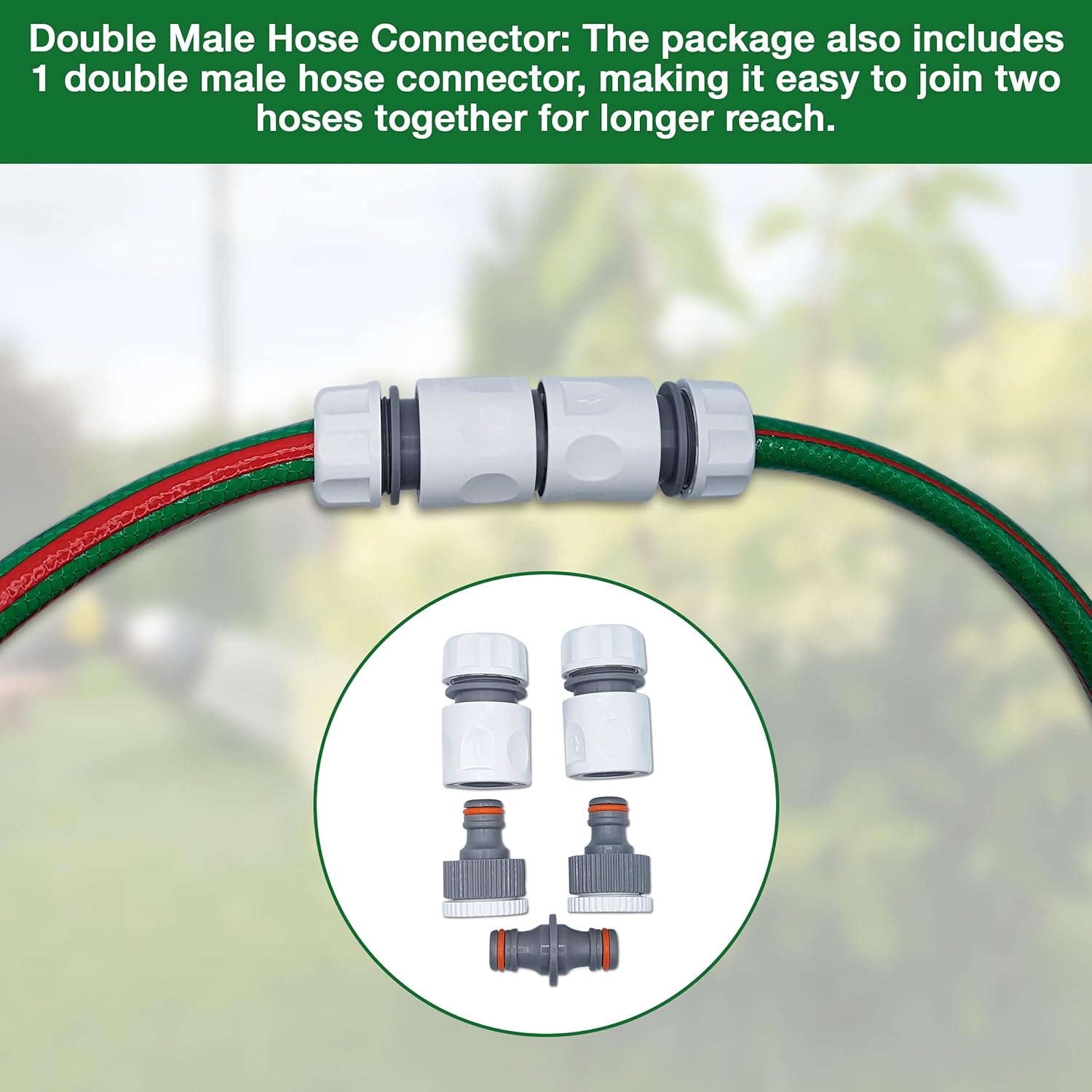 Ultimate Hose Fitting Set - 2in1 Tap Connector & Threaded Faucet Adapter 3/4" or 1/2" BSP with Premium Hose End Connectors 1/2" or 5/8" - 2 Pack & Double Male Hose Connector