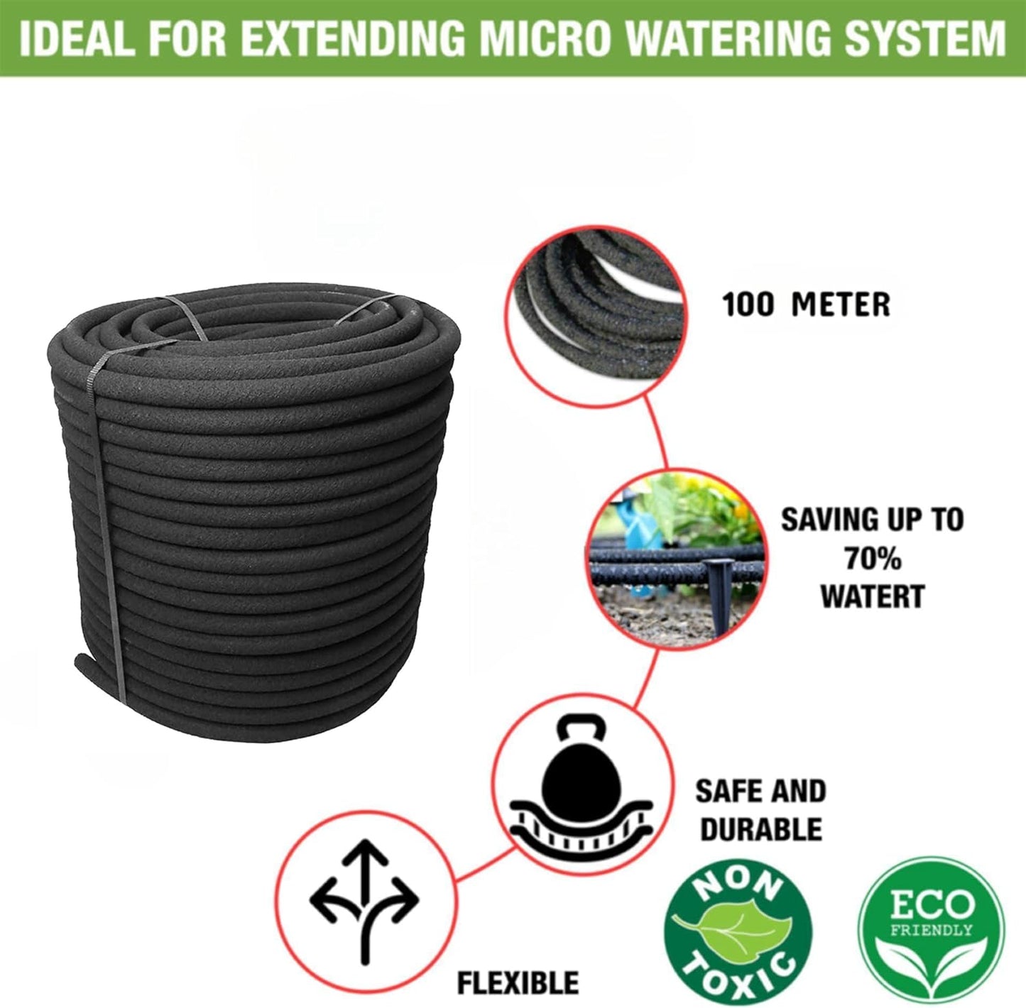 Transform Your Plant Watering - 100m Aqua Drop Soaker Hose Drip Pipe - Premium Recycled Rubber, Low Water Usage, and Efficient Irrigation!