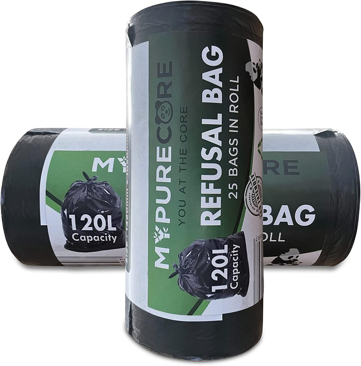 Black Bin Bags 120L - 25 Pack Heavy Duty Refuse Sacks, Strong and Durable for Home & Business, Large Capacity Heavy Duty Bin Liners, Black Rubbish Bags