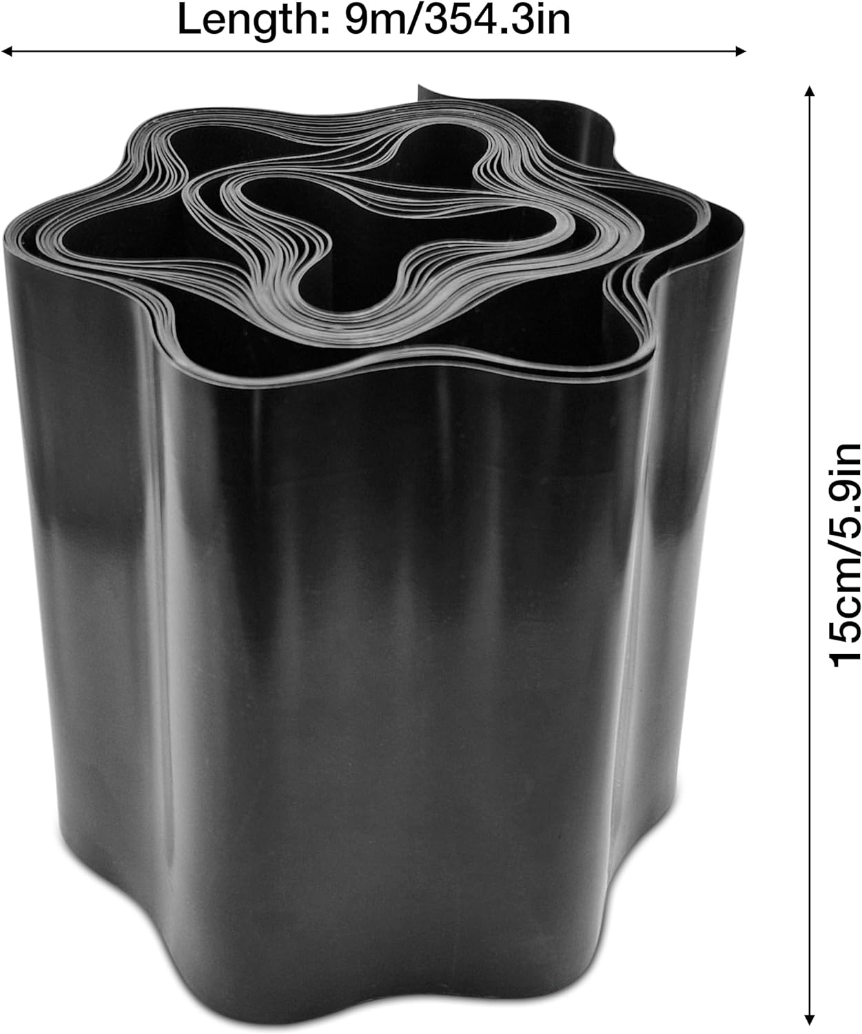 9 Metres, Black Flexible Plastic Lawn Edging - Durable, Weatherproof, and Frost-Resistant! 15cm Height