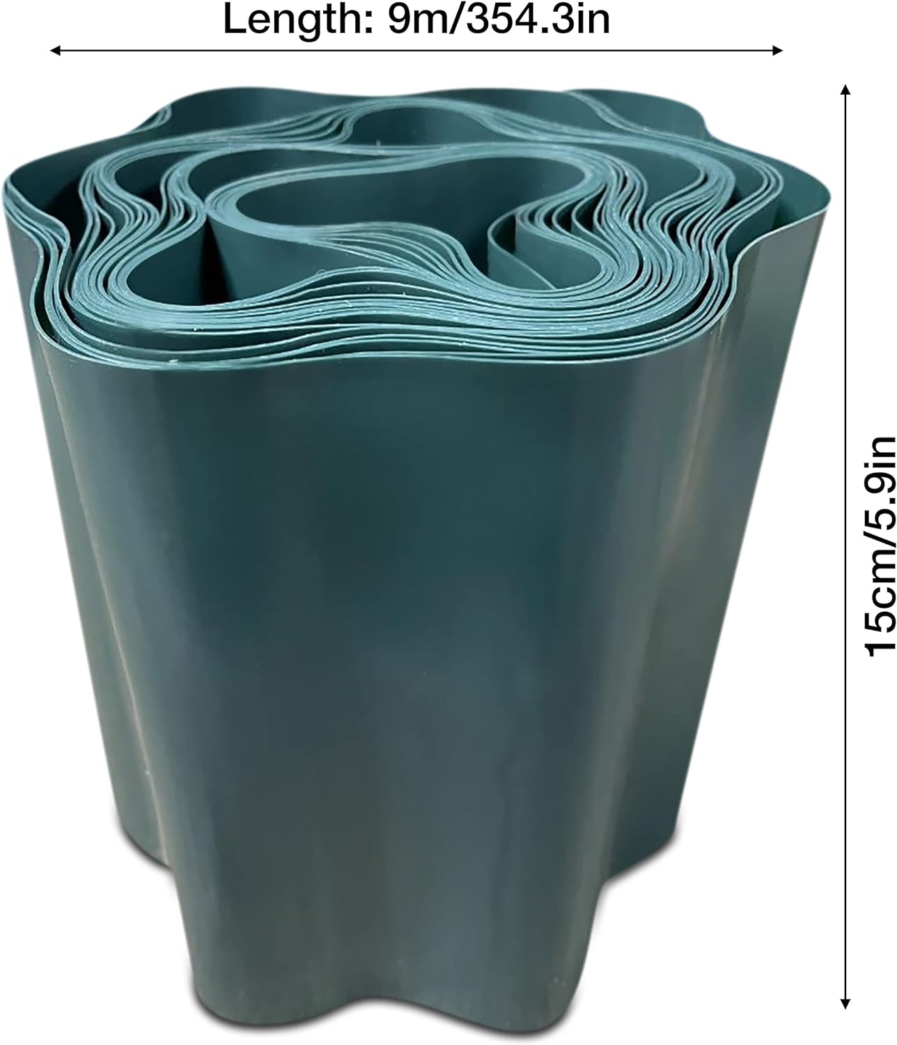 Garden Design with 9 Metres, Green Flexible Plastic Lawn Edging - Durable, Weatherproof, and Frost-Resistant! 15cm Height
