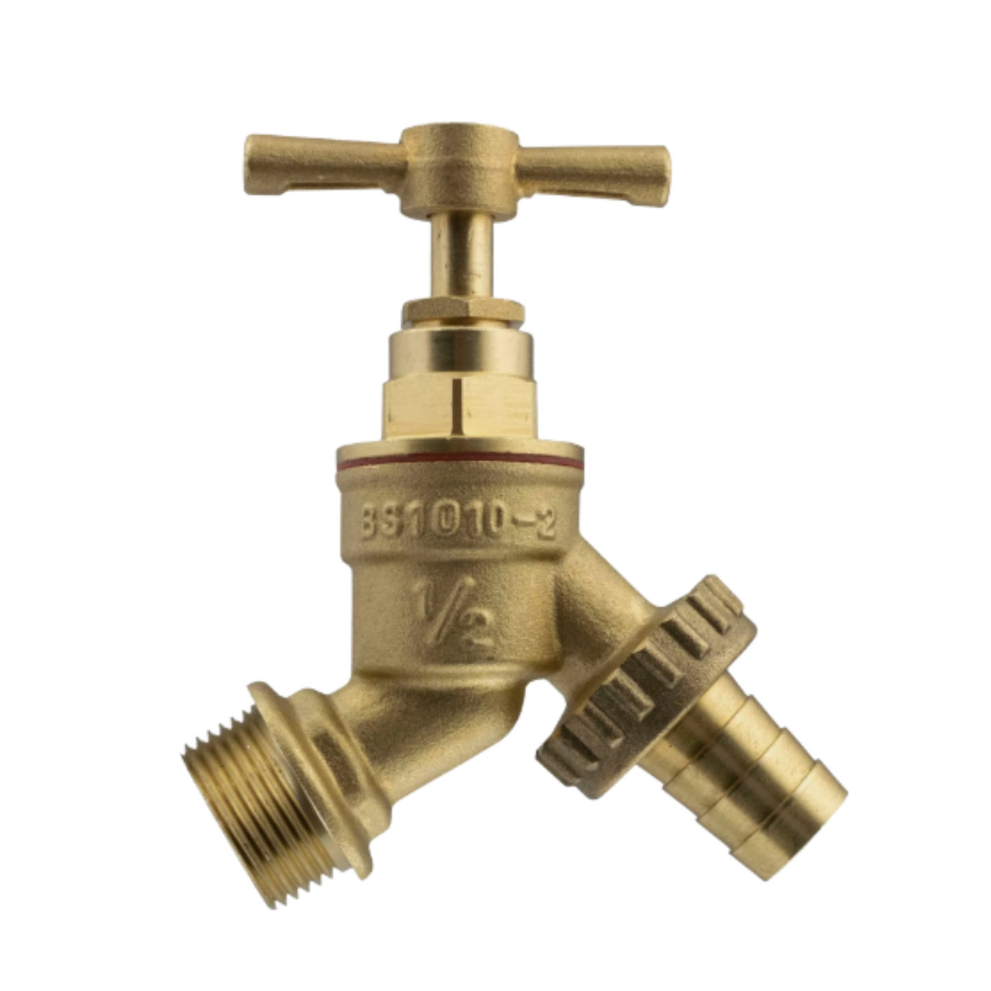 MDPE Tee with Brass Bib Tap – Fits 20mm, 25mm, 32mm Pipe – Click or Barbed Hose Outlet