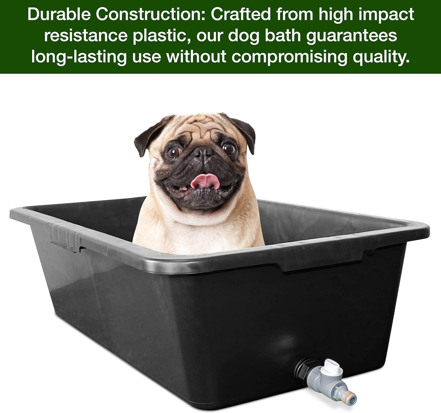 Versatile Large 90L Dog Bath/Pool/Tub - Suitable for Small to Large Breeds - with Drain Plug & Premium Connector - Perfect for medium and large dog breeds