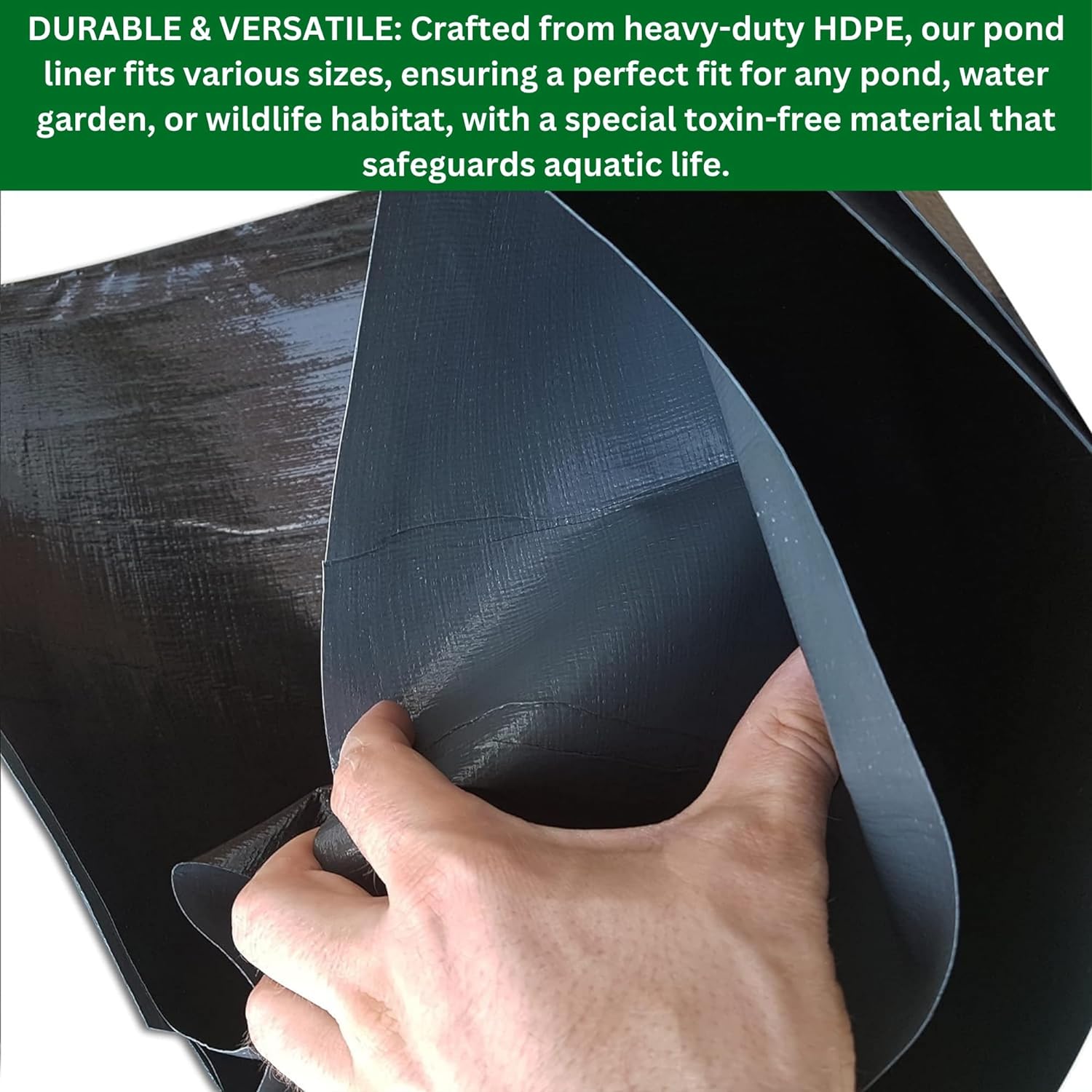 Pond Liner – Various Sizes – Heavy Duty HDPE Material - UV & Tear Resistant, Flexible for Koi & Fish Pools, Water Gardens - Ideal for Small to Large Ponds, Wildlife