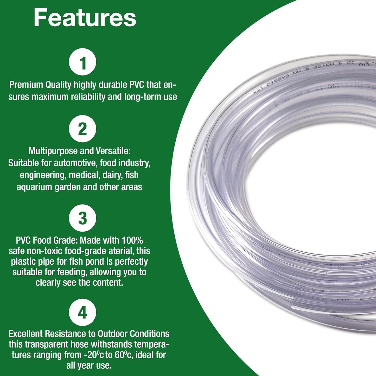 Clear Aquarium Airline PVC Food Grade Tube - 4/6MM Oxygen Tubing for Fish Tanks, Soft Aquarium Tubing Air Hose, Air Pump Accessories