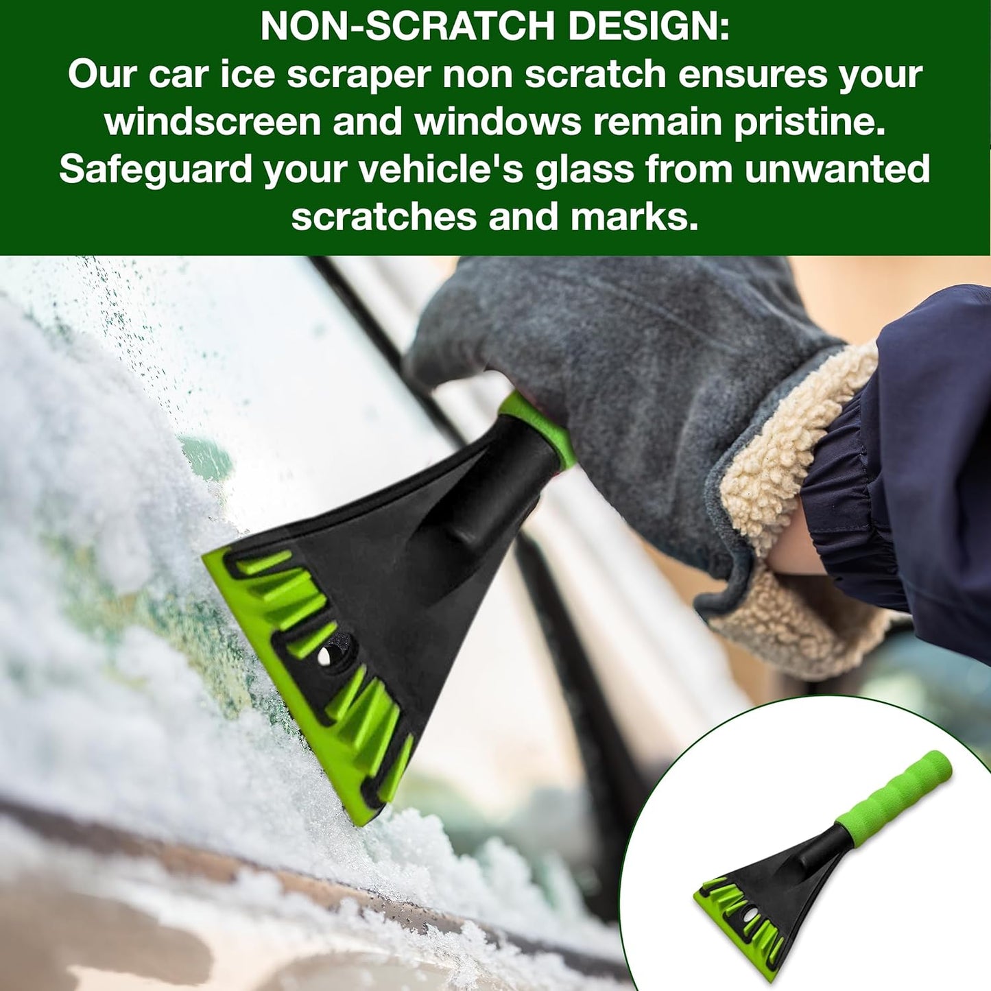 Heavy Duty Ice Scraper for Car Windscreen with Ergonomic Foam Grip - Non-Scratch Car Window & Windscreen Scraper for Frost & Ice Removal - Premium Car Ice Scrapers