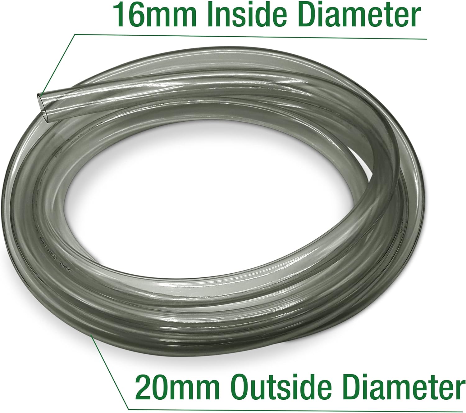 Flexible Hose Pipe 16mm Inside Diameter 20mm Outside Diameter – 4 Metres Grey PVC Food Grade Clear Plastic Tube for Fish Food, Engineering, Food Industry – Multipurpose PVC Pipe