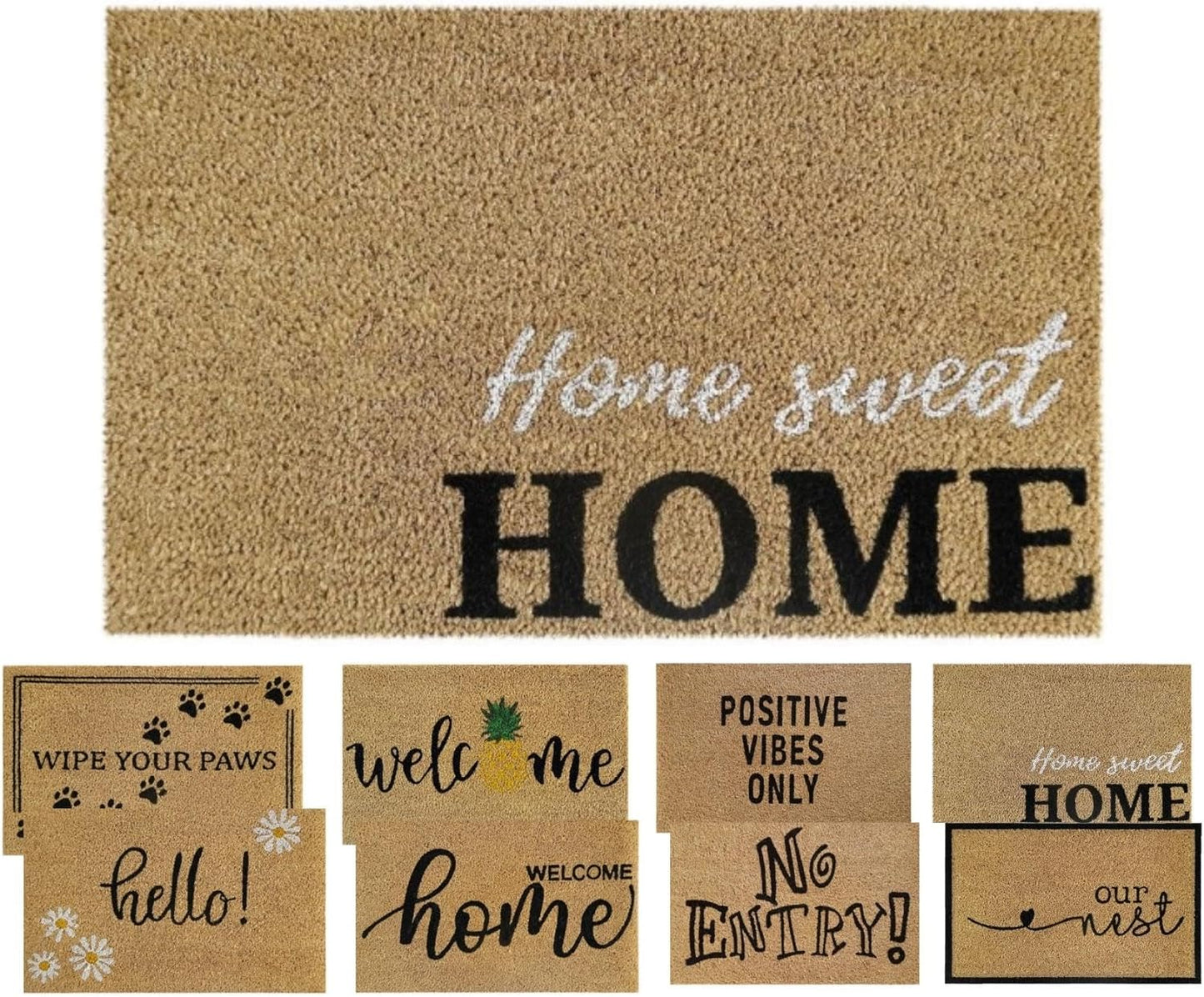 Coir Door Mat (60x40cm) - Non-Slip & Absorbent, Indoor/Outdoor, Eco-Friendly - Ideal as Front Door, Entrance, Floor, Welcome Mat - Large Size, Dirt Trapper, Washable