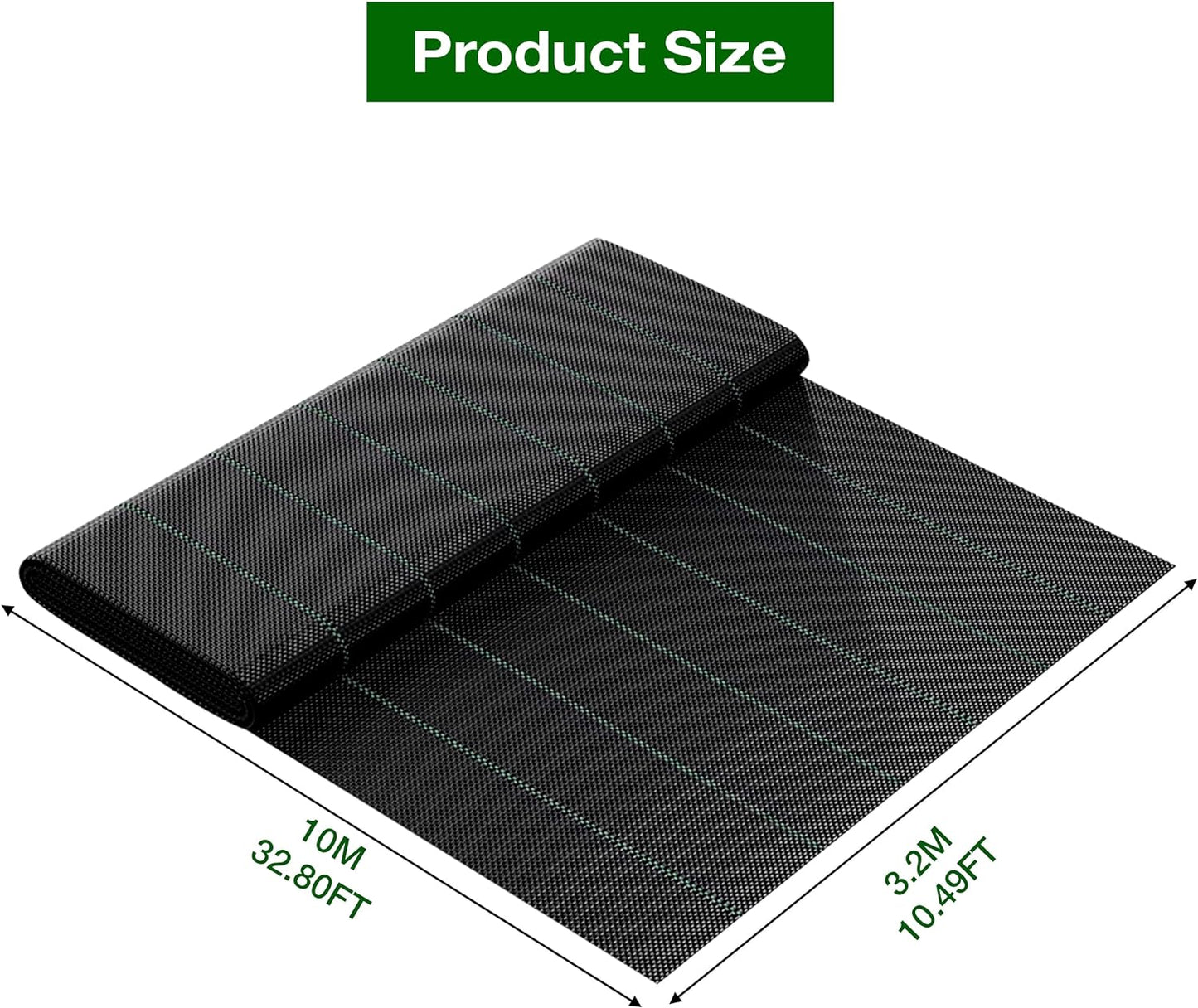 Heavy Duty Weed Control Membrane Fabric - Ground Cover for Landscaping, Driveways, Patios, Flower Beds - Ideal for Garden, Artificial Grass, Gravel Underlay, Planters