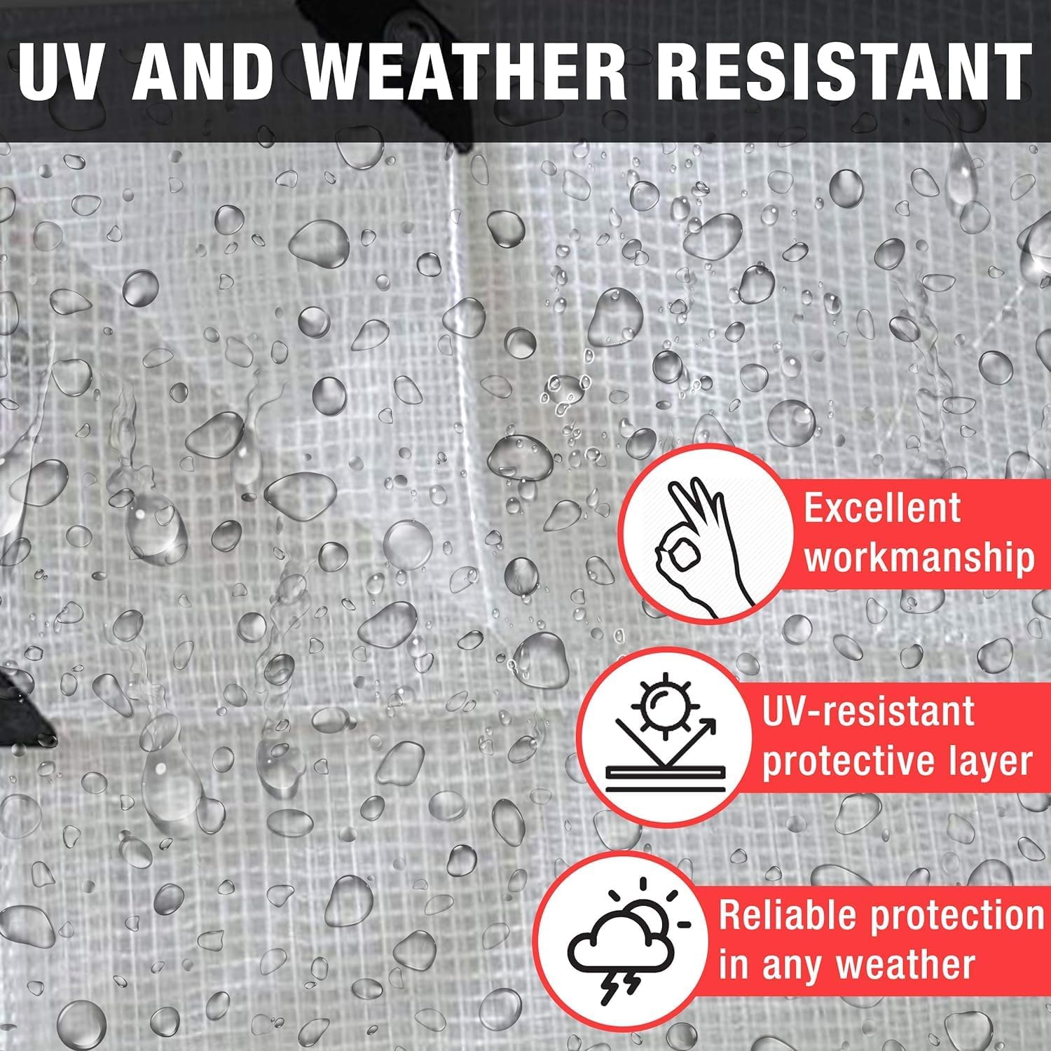 Clear Waterproof Tarpaulin – Heavy Duty 100GSM Multi-Purpose Tarp – Ideal for Caravan, Garden, Car and Outdoor Protection – UV, Dust, Rain, Snow Resistant – Transparent Cover