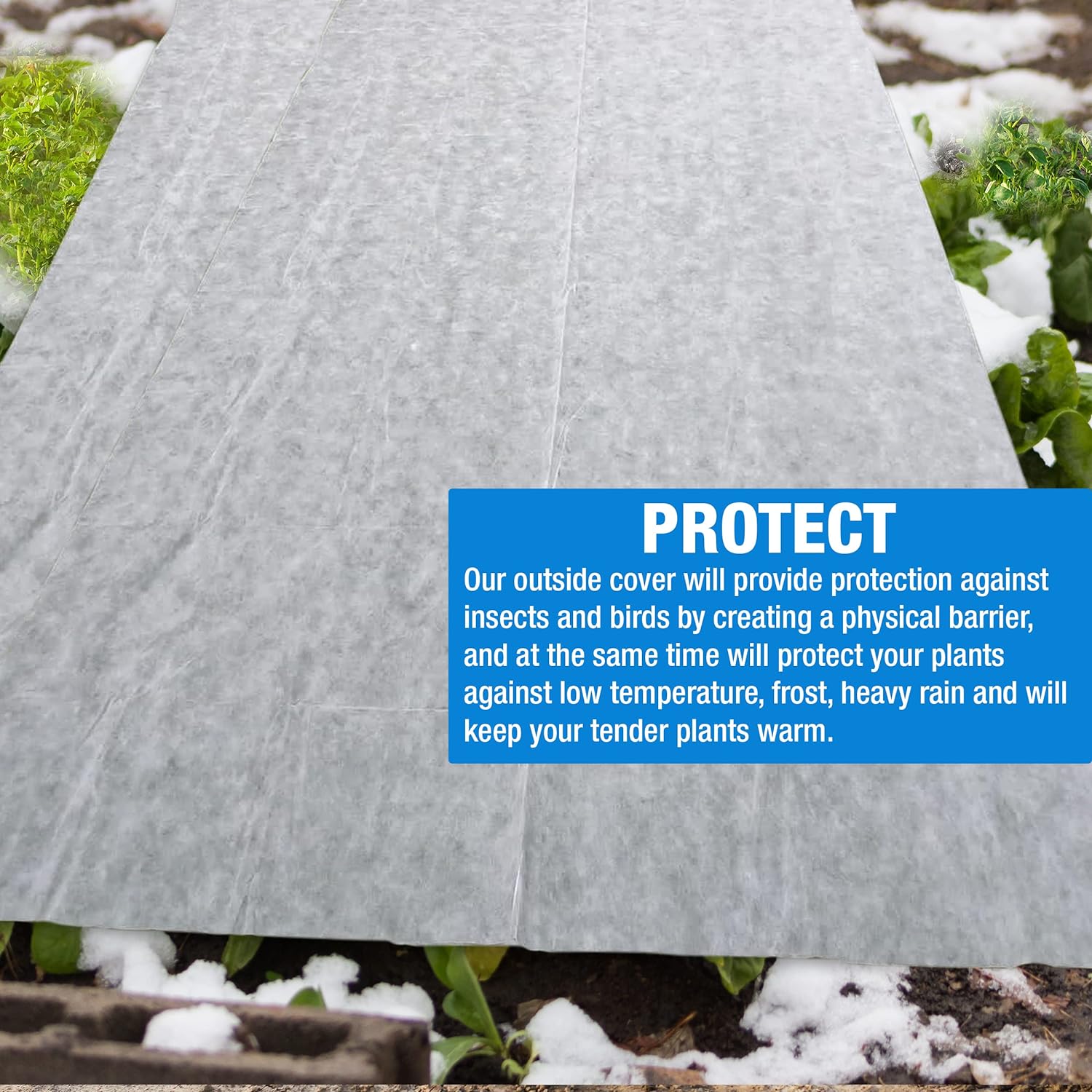 Non-Woven Frost Protect Fleece – 1.1 x 10 m – 30gsm Plant Protection Fleece – Durable and Resilient Winter/Spring Protection – Ideal Cover for Garden, Greenhouse, Plant Protection