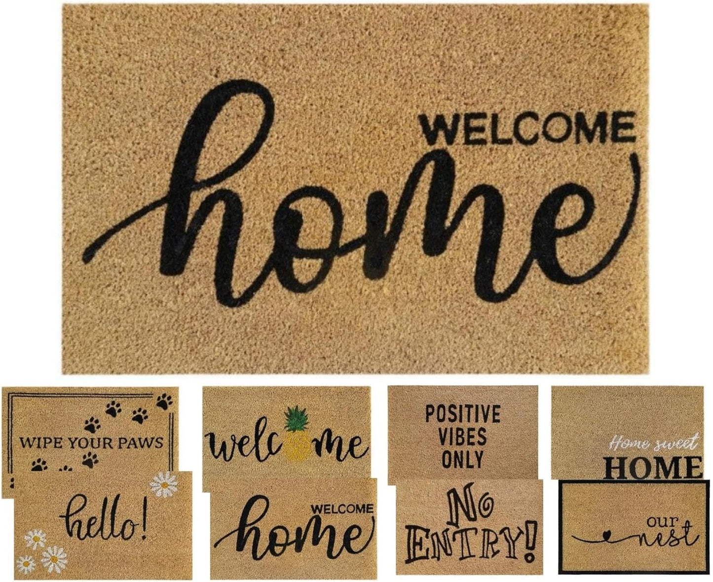 Coir Door Mat (60x40cm) - Non-Slip & Absorbent, Indoor/Outdoor, Eco-Friendly - Ideal as Front Door, Entrance, Floor, Welcome Mat - Large Size, Dirt Trapper, Washable