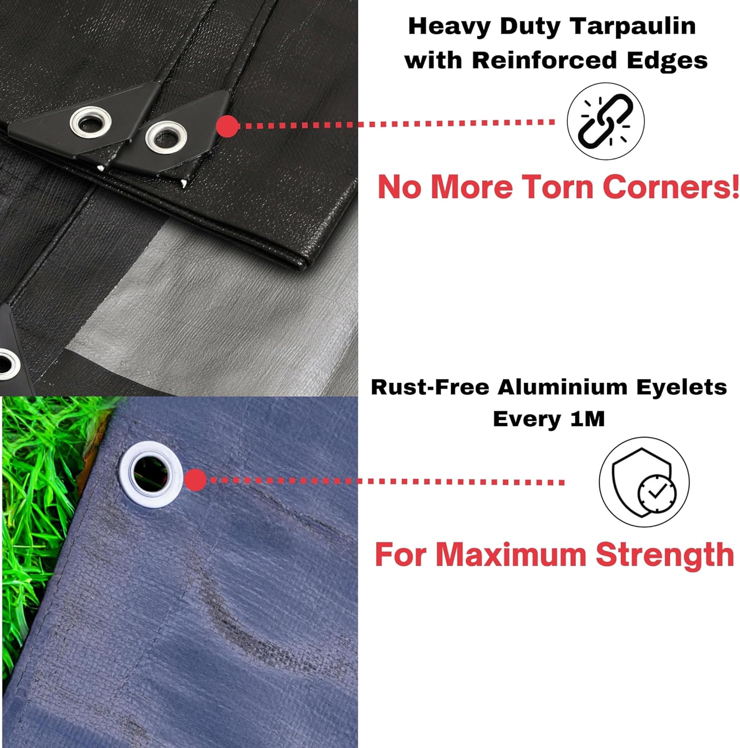Heavy Duty Waterproof Tarpaulin - Black Tarp for Outdoor Protection - Durable Groundsheet, Tent Shield, Trailer & Trampoline Cover - UV & Weatherproof Sheet for Camping & Garden