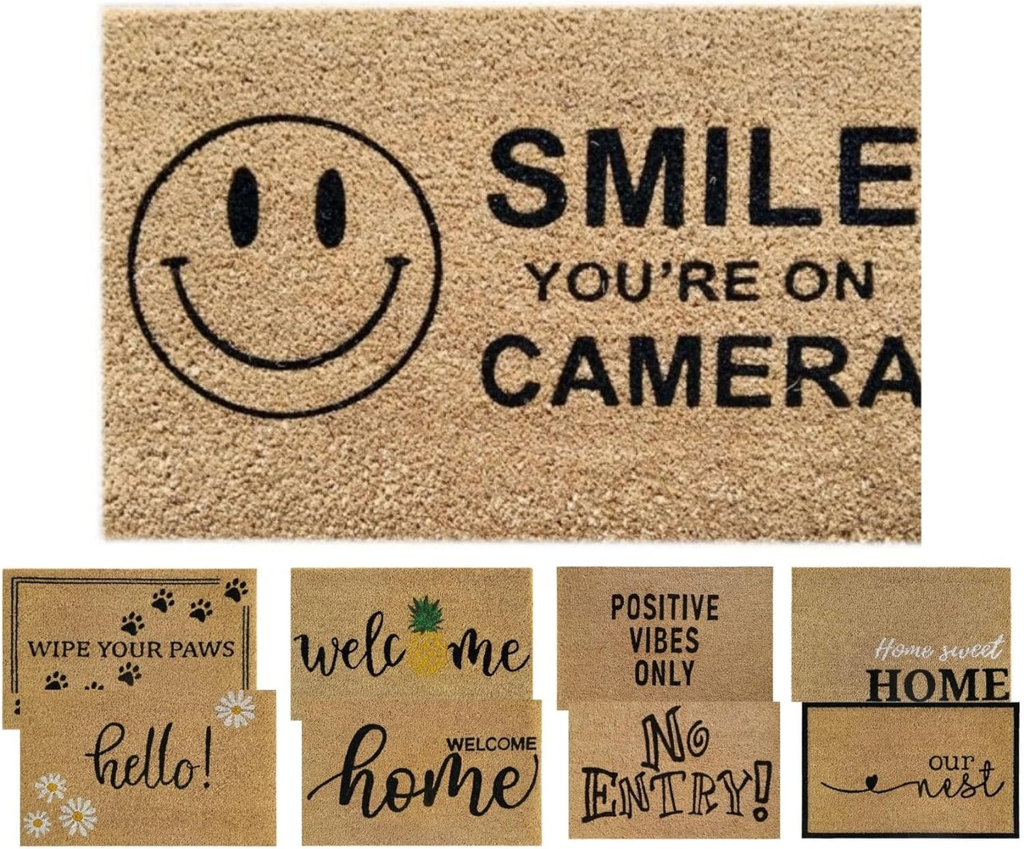 Coir Door Mat (60x40cm) - Non-Slip & Absorbent, Indoor/Outdoor, Eco-Friendly - Ideal as Front Door, Entrance, Floor, Welcome Mat - Large Size, Dirt Trapper, Washable