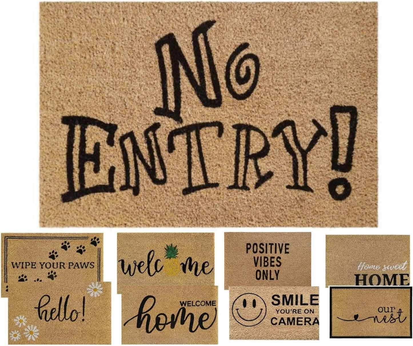 Coir Door Mat (60x40cm) - Non-Slip & Absorbent, Indoor/Outdoor, Eco-Friendly - Ideal as Front Door, Entrance, Floor, Welcome Mat - Large Size, Dirt Trapper, Washable