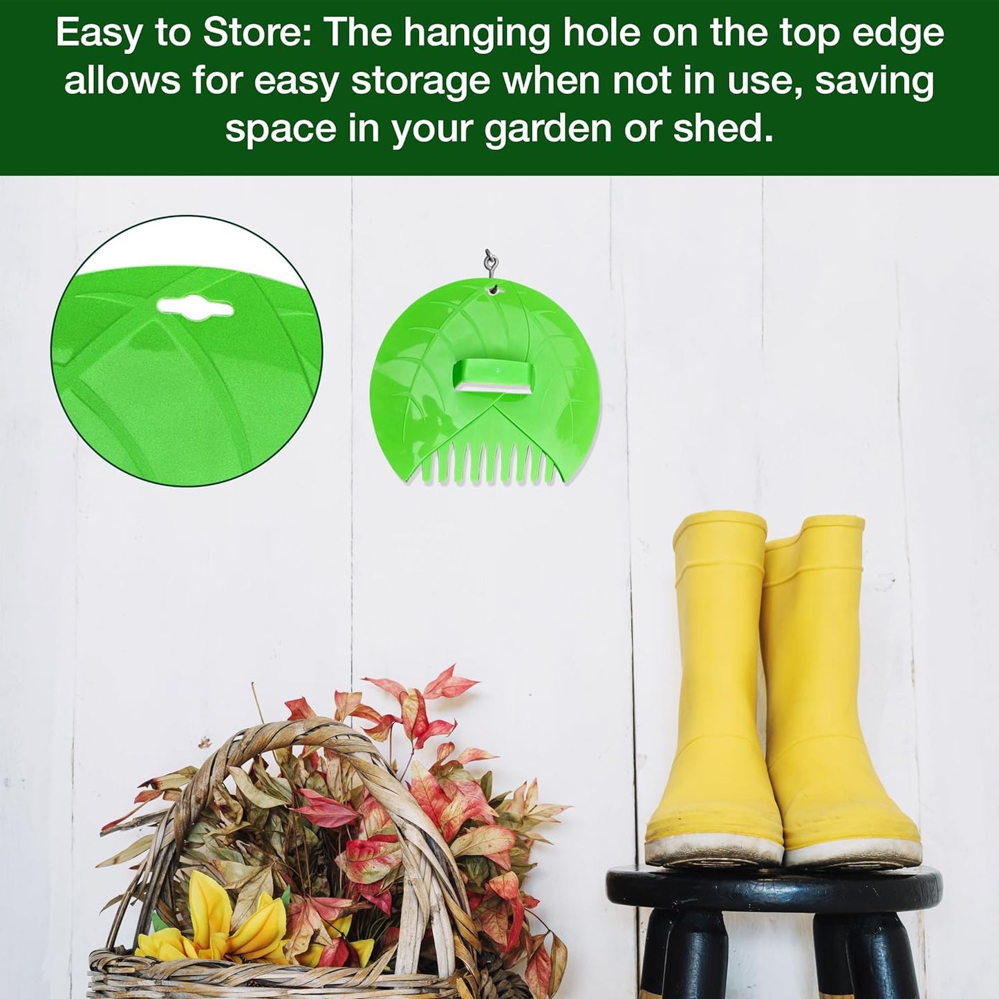 Leaf Rake & Grass Rake Set - Durable Plastic Hand Rake Garden Tool | Ergonomic Leaf Grabbers & Garden Equipment for Efficient Yard Cleanup